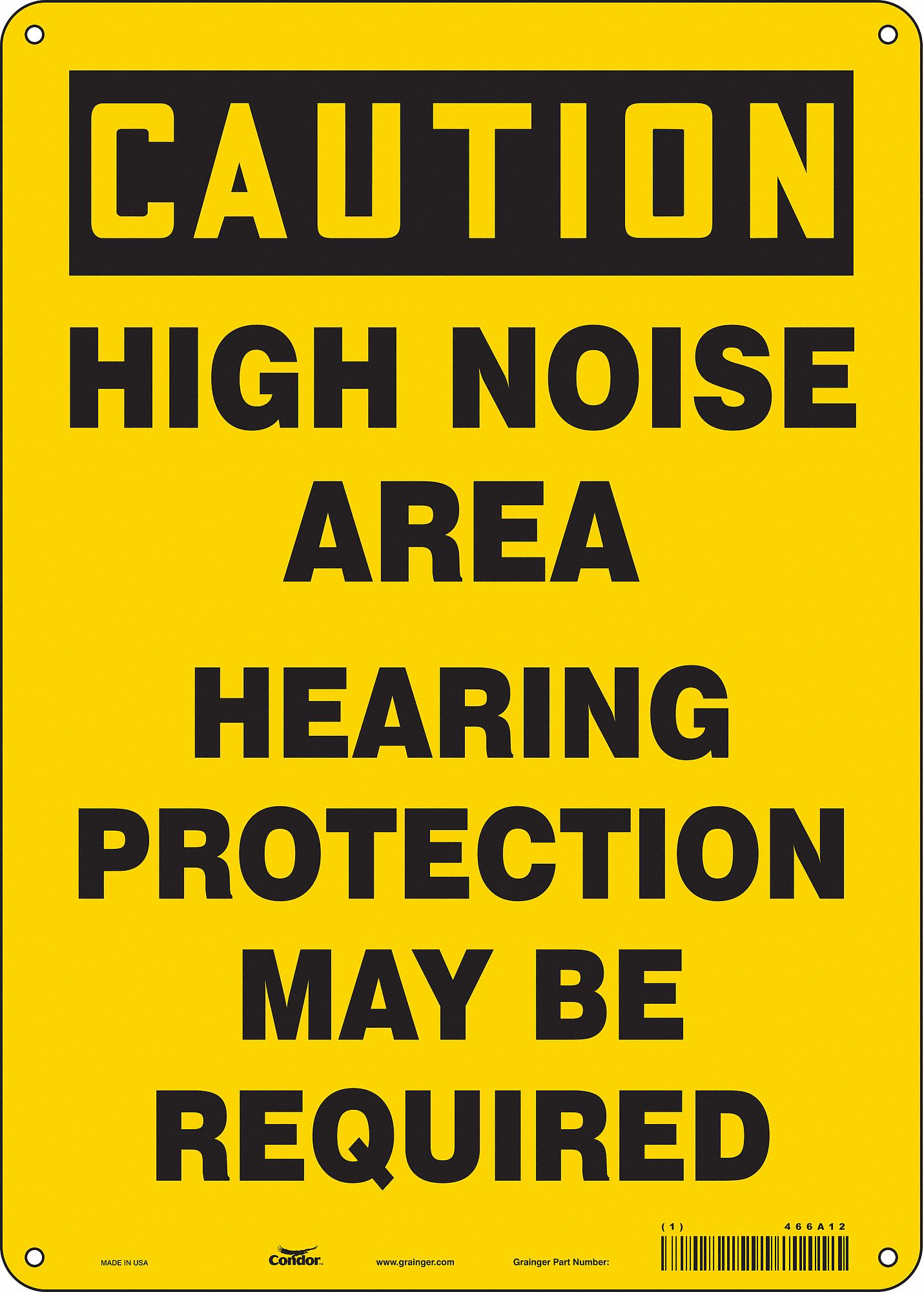 Safety Sign: Aluminum, Mounting Holes Sign Mounting, 14 in x 10 in Nominal Sign Size, 0.032 in Thick
