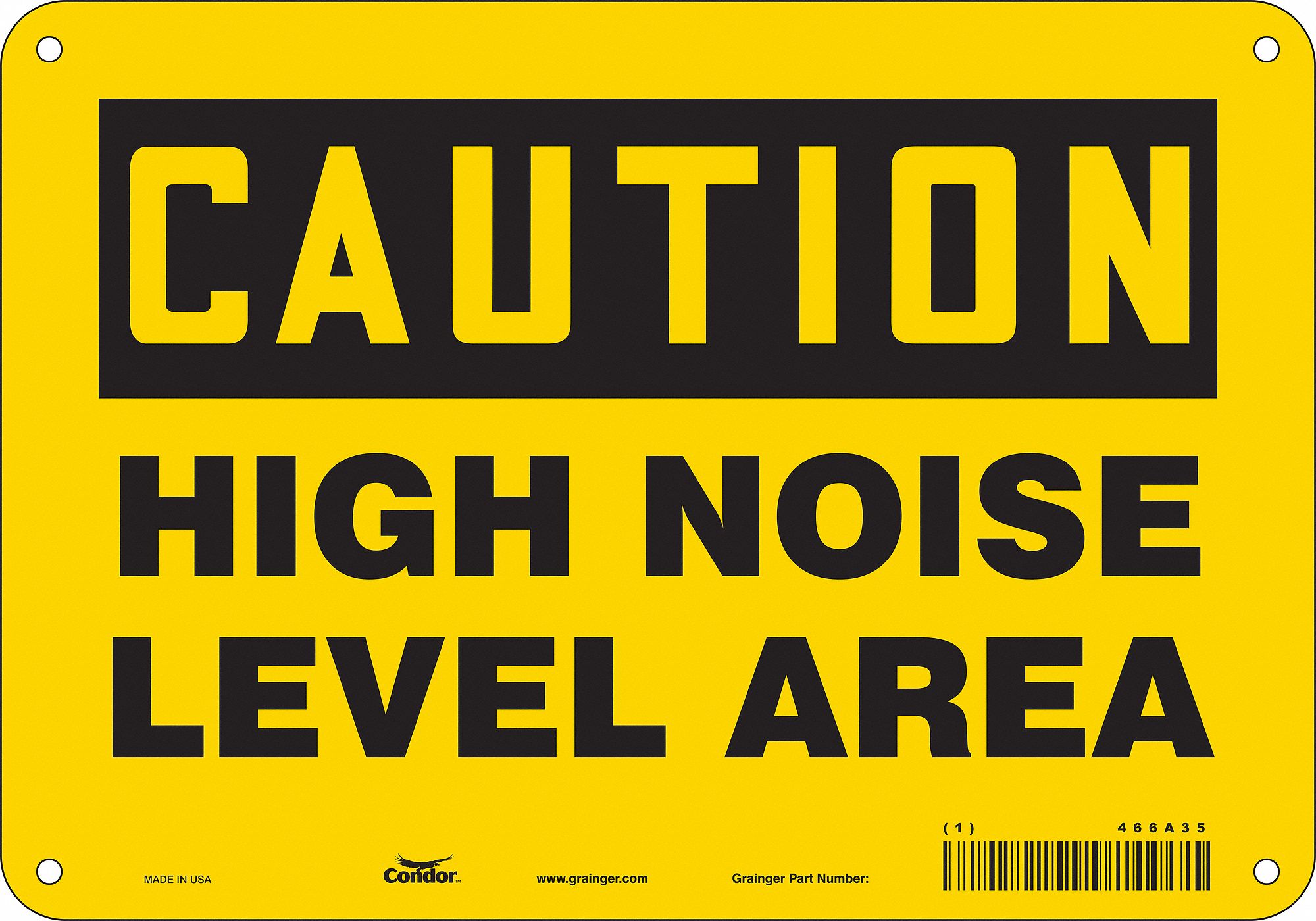 Safety Sign: Polyethylene, Mounting Holes Sign Mounting, 7 in x 10 in Nominal Sign Size, Caution