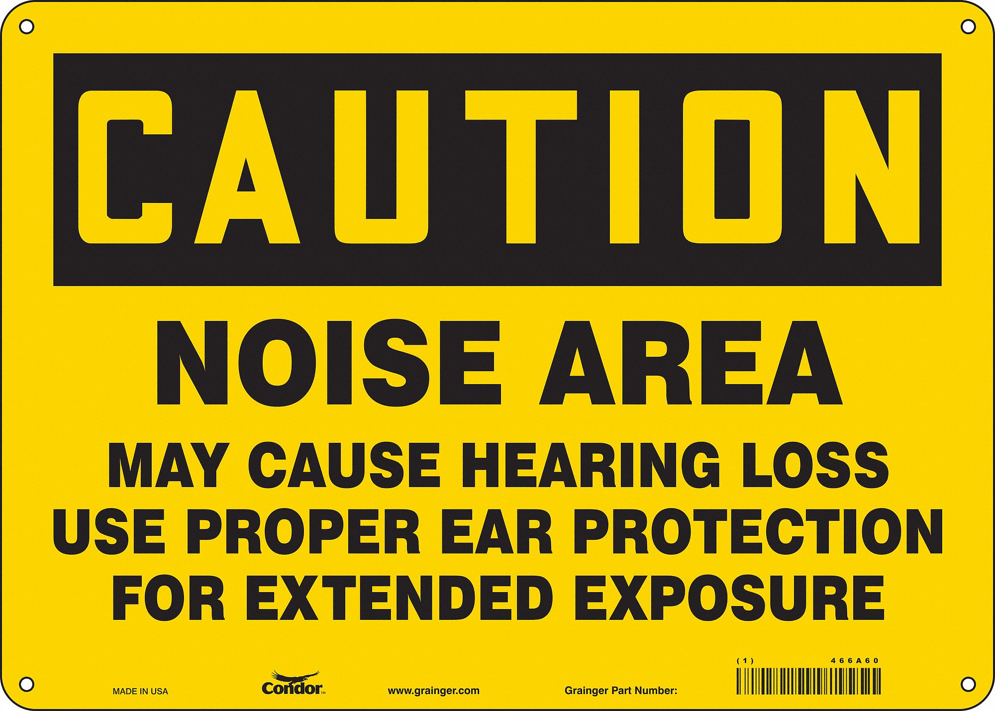 Safety Sign: Polyethylene, Mounting Holes Sign Mounting, 10 in x 14 in Nominal Sign Size, Caution