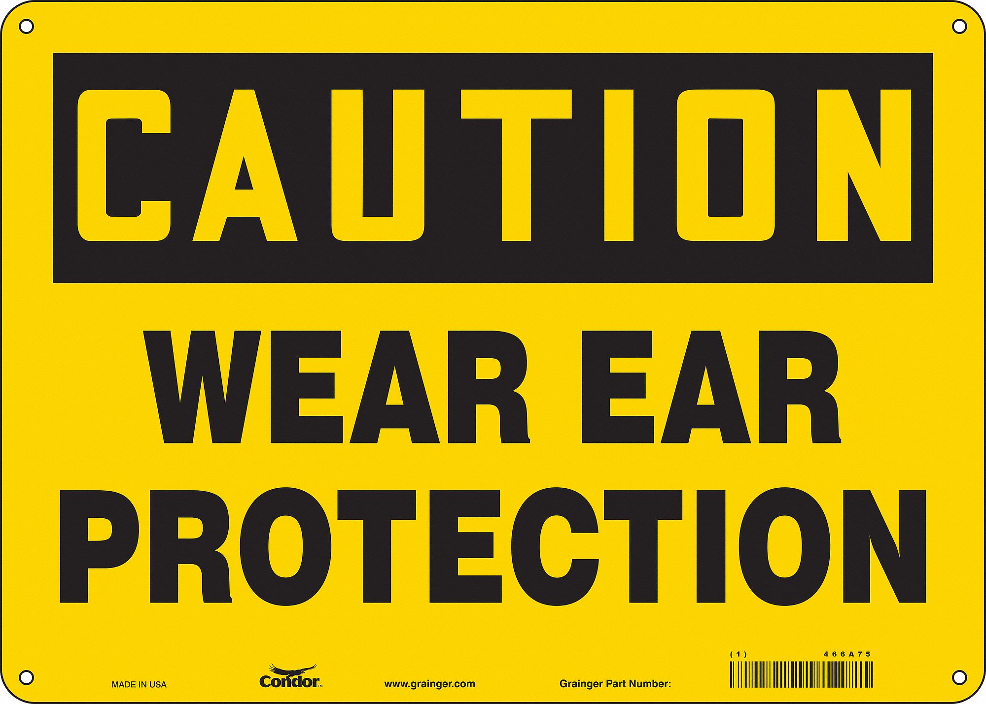 Safety Sign: Aluminum, Mounting Holes Sign Mounting, 10 in x 14 in Nominal Sign Size, 0.032 in Thick
