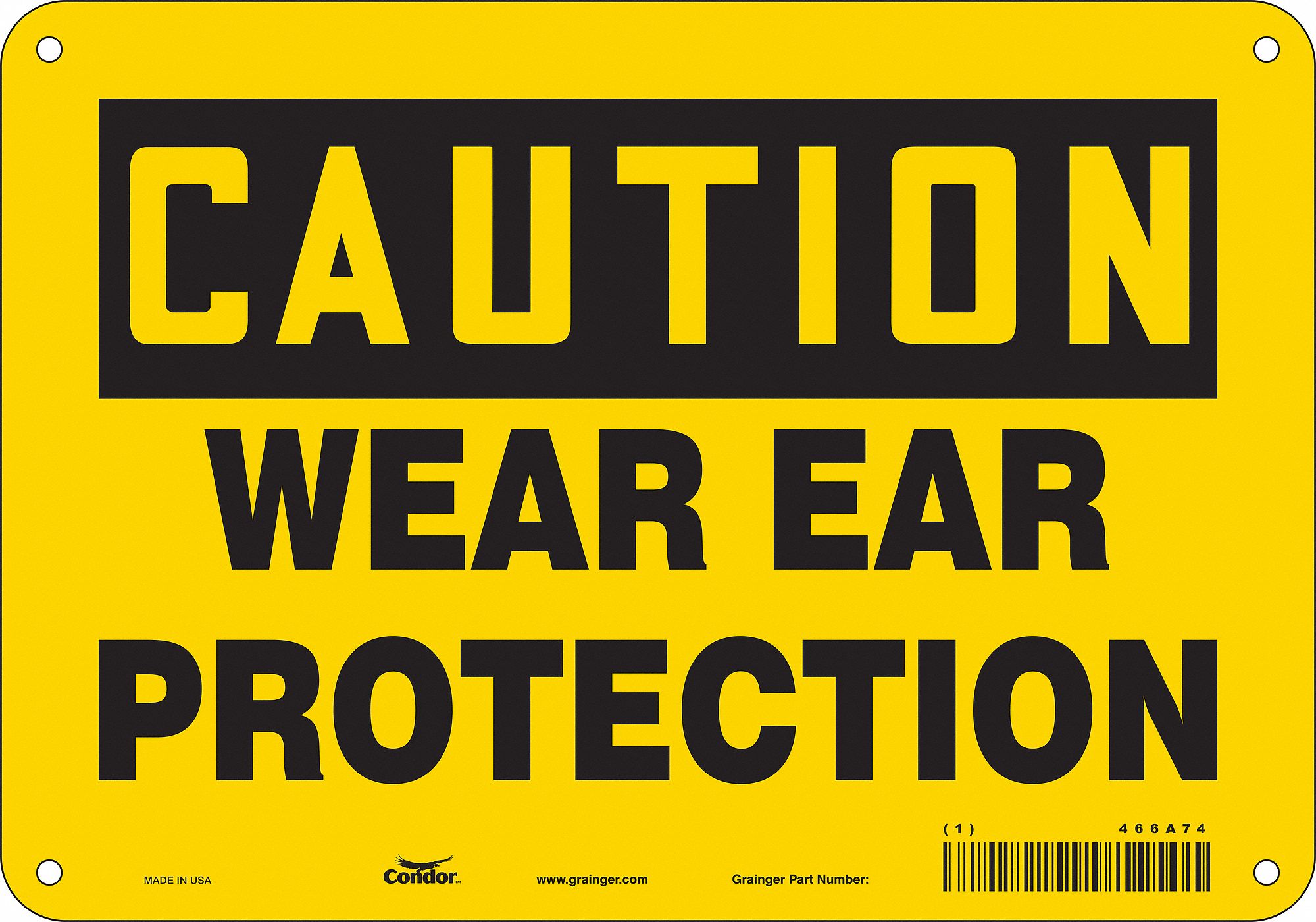 Safety Sign: Polyethylene, Mounting Holes Sign Mounting, 7 in x 10 in Nominal Sign Size, Caution