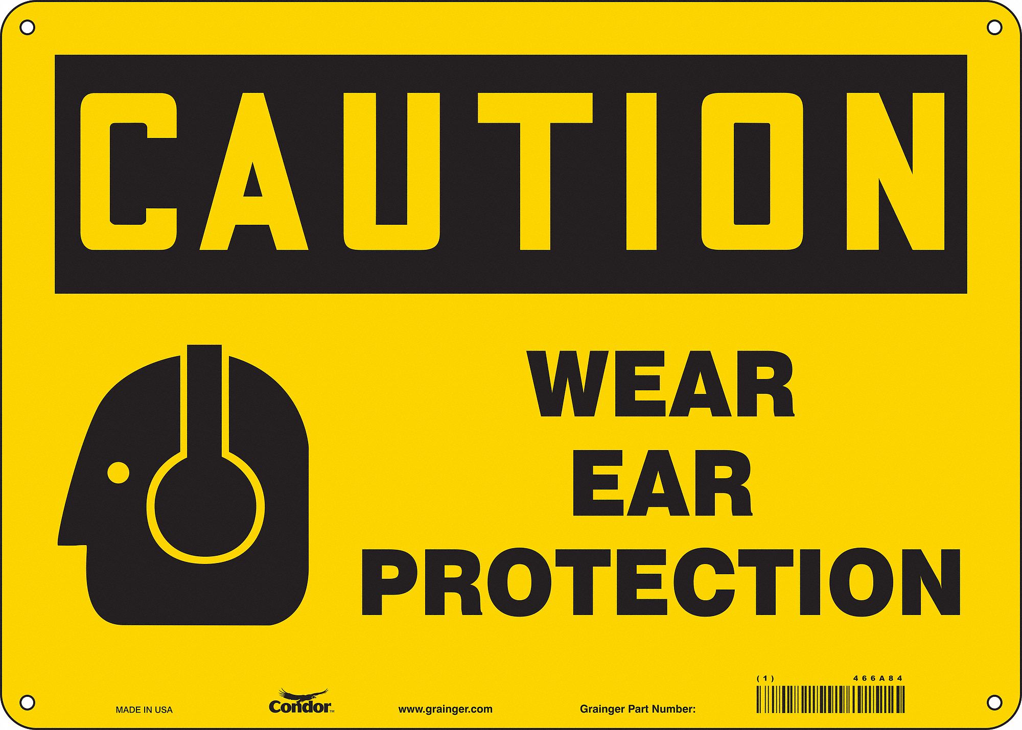 Safety Sign: Aluminum, Mounting Holes Sign Mounting, 10 in x 14 in Nominal Sign Size, 0.032 in Thick
