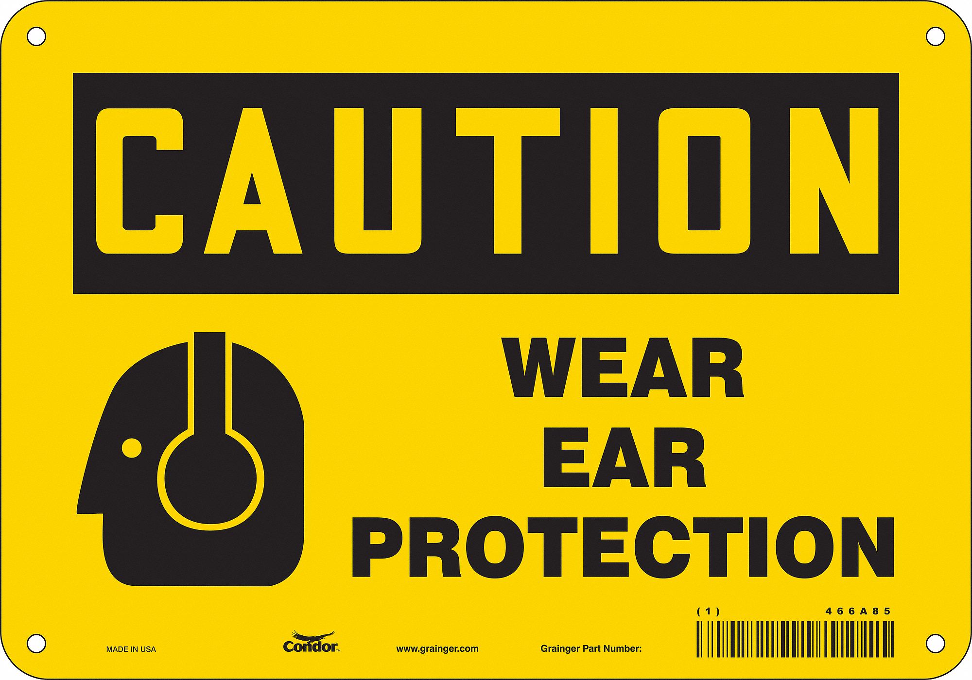 Condor Safety Sign Sign Format Traditional Osha Wear Ear Protection