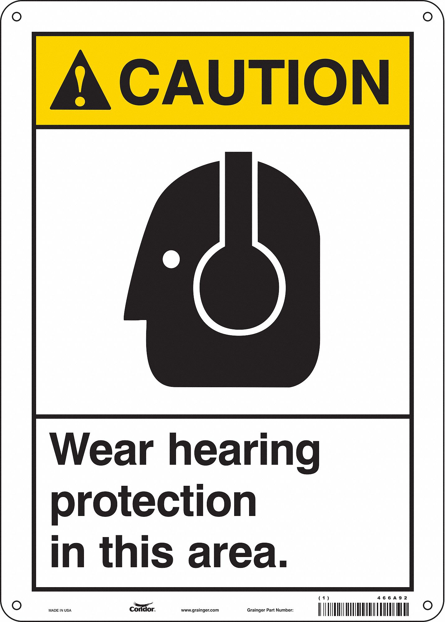 Safety Sign: Aluminum, Mounting Holes Sign Mounting, 14 in x 10 in Nominal Sign Size, 0.032 in Thick