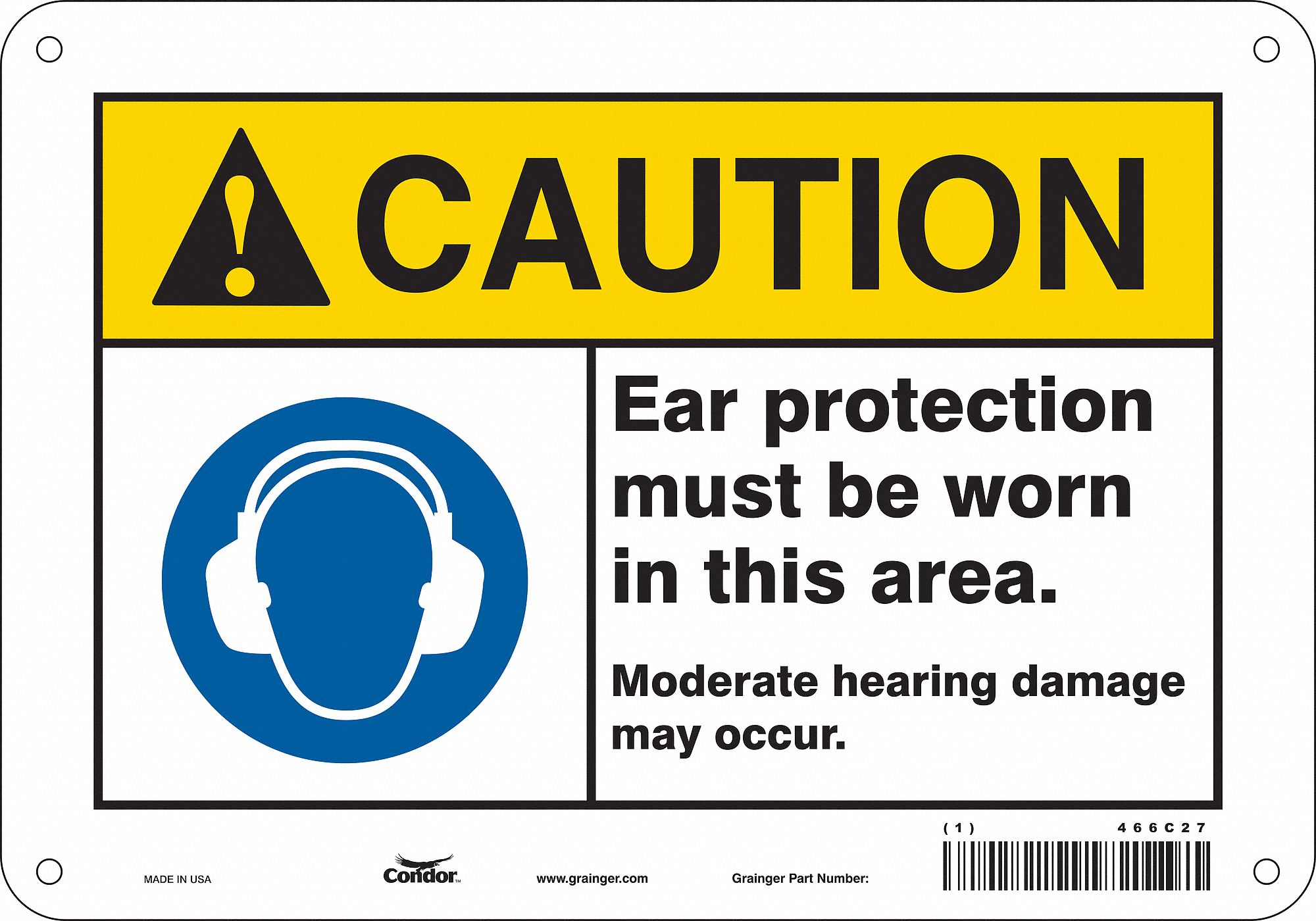 Safety Sign: Aluminum, Mounting Holes Sign Mounting, 7 in x 10 in Nominal Sign Size, 0.032 in Thick