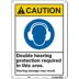 Caution: Double Hearing Protection Required In This Area. Hearing Damage May Result. Signs