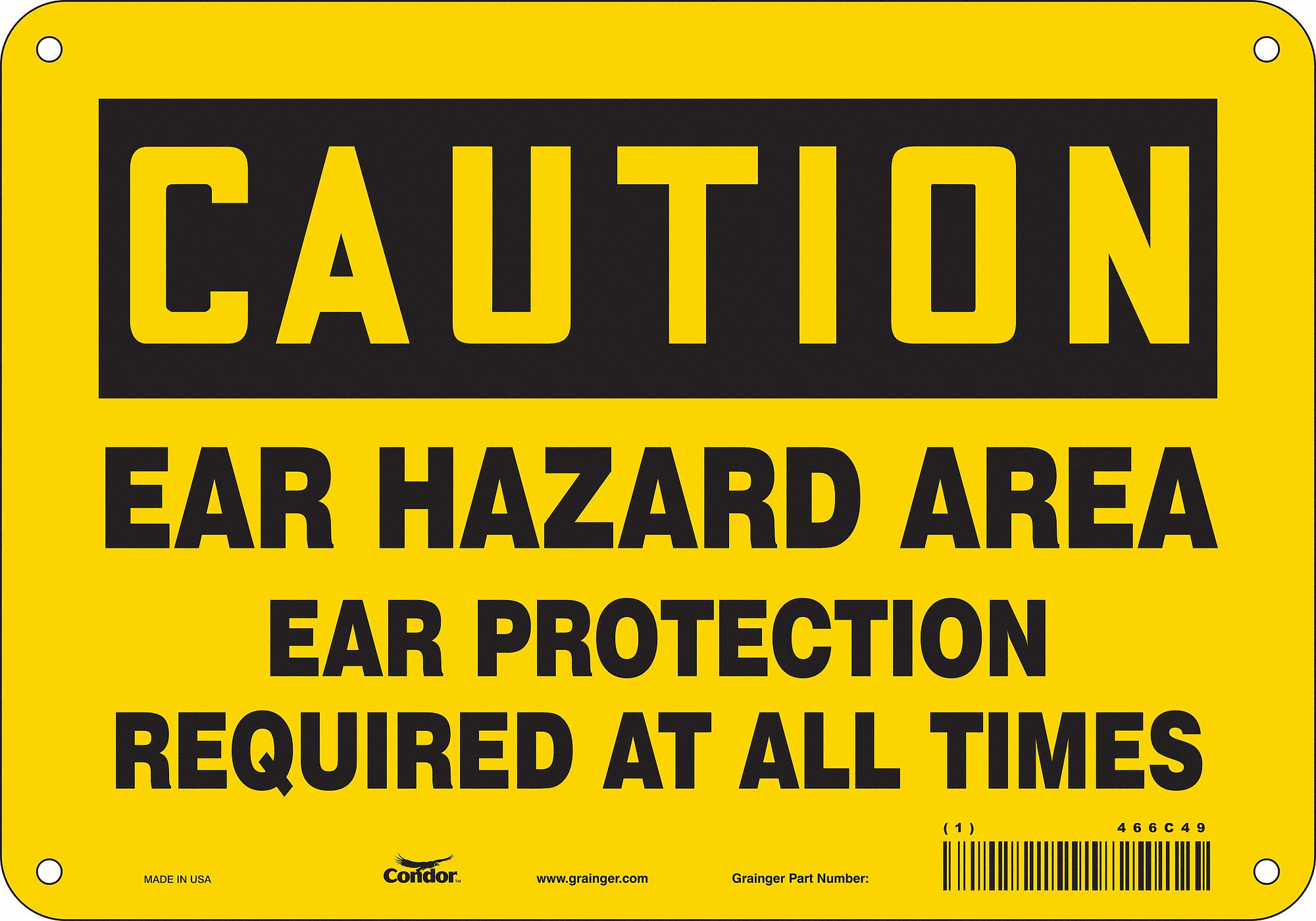 Safety Sign: Aluminum, Mounting Holes Sign Mounting, 7 in x 10 in Nominal Sign Size, 0.032 in Thick