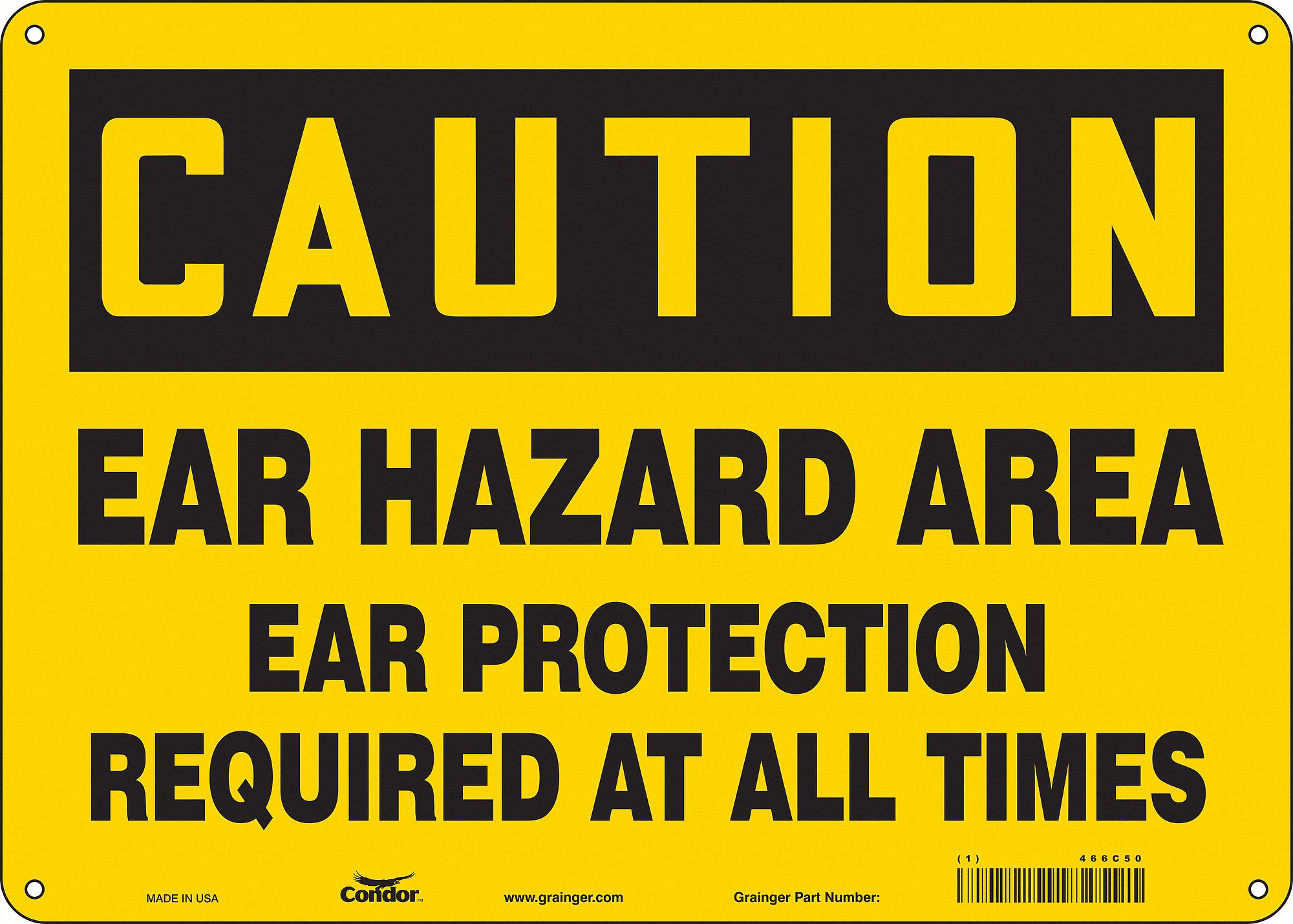 Safety Sign: Aluminum, Mounting Holes Sign Mounting, 10 in x 14 in Nominal Sign Size, 0.032 in Thick