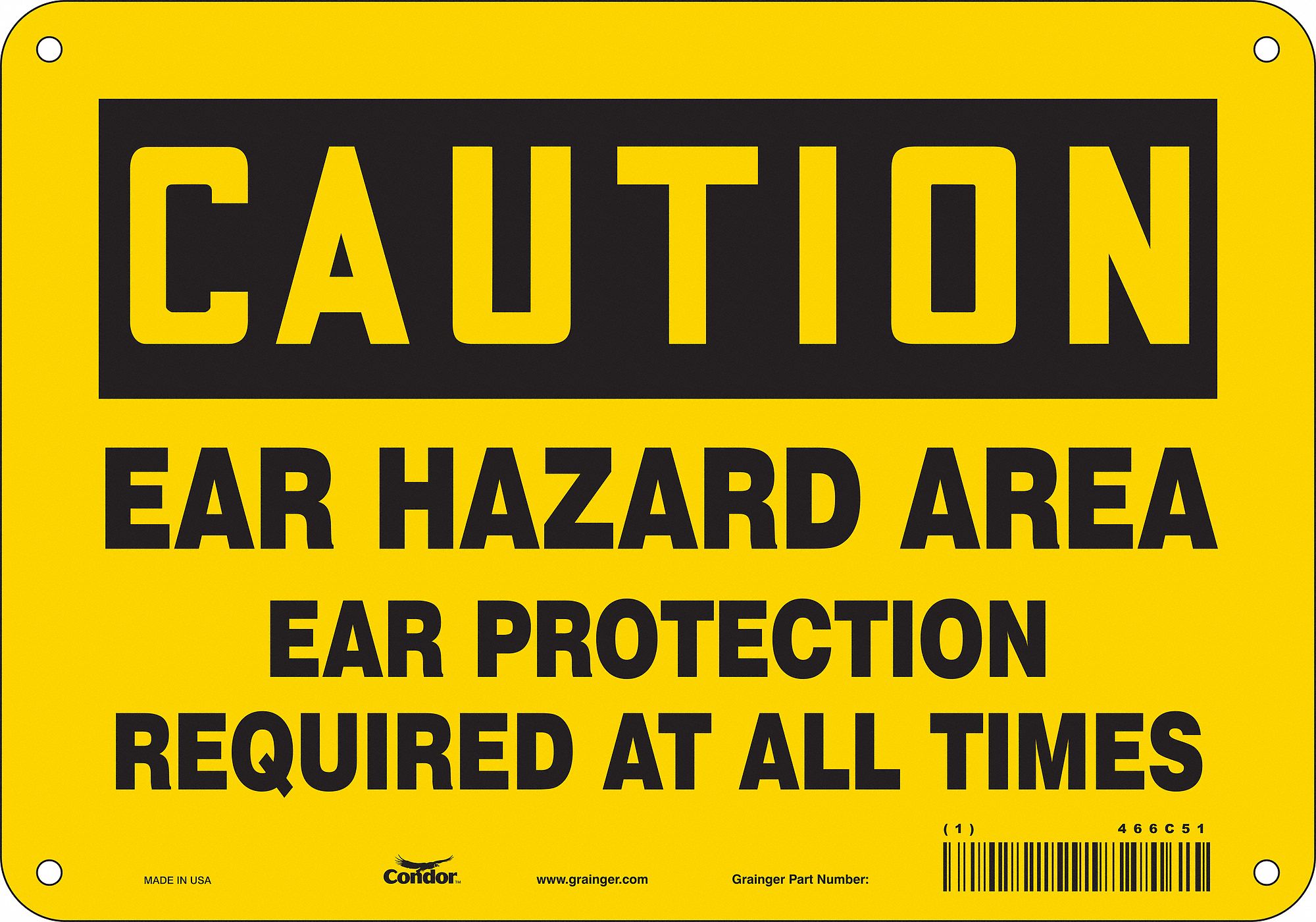 Safety Sign: Polyethylene, Mounting Holes Sign Mounting, 7 in x 10 in Nominal Sign Size, Caution