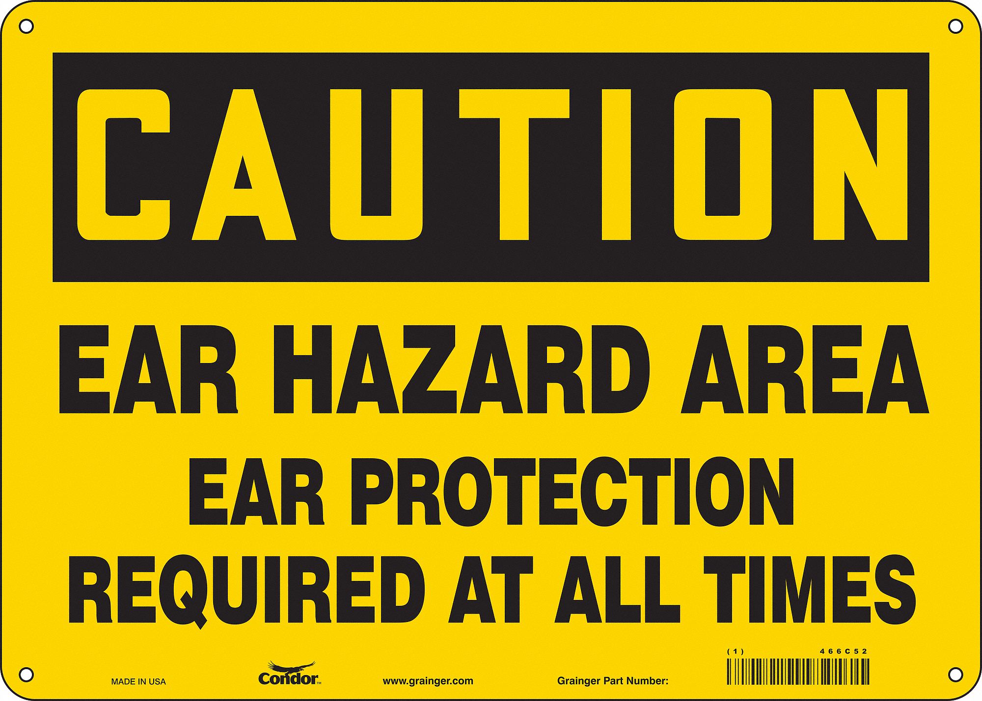 Safety Sign: Polyethylene, Mounting Holes Sign Mounting, 10 in x 14 in Nominal Sign Size, Caution