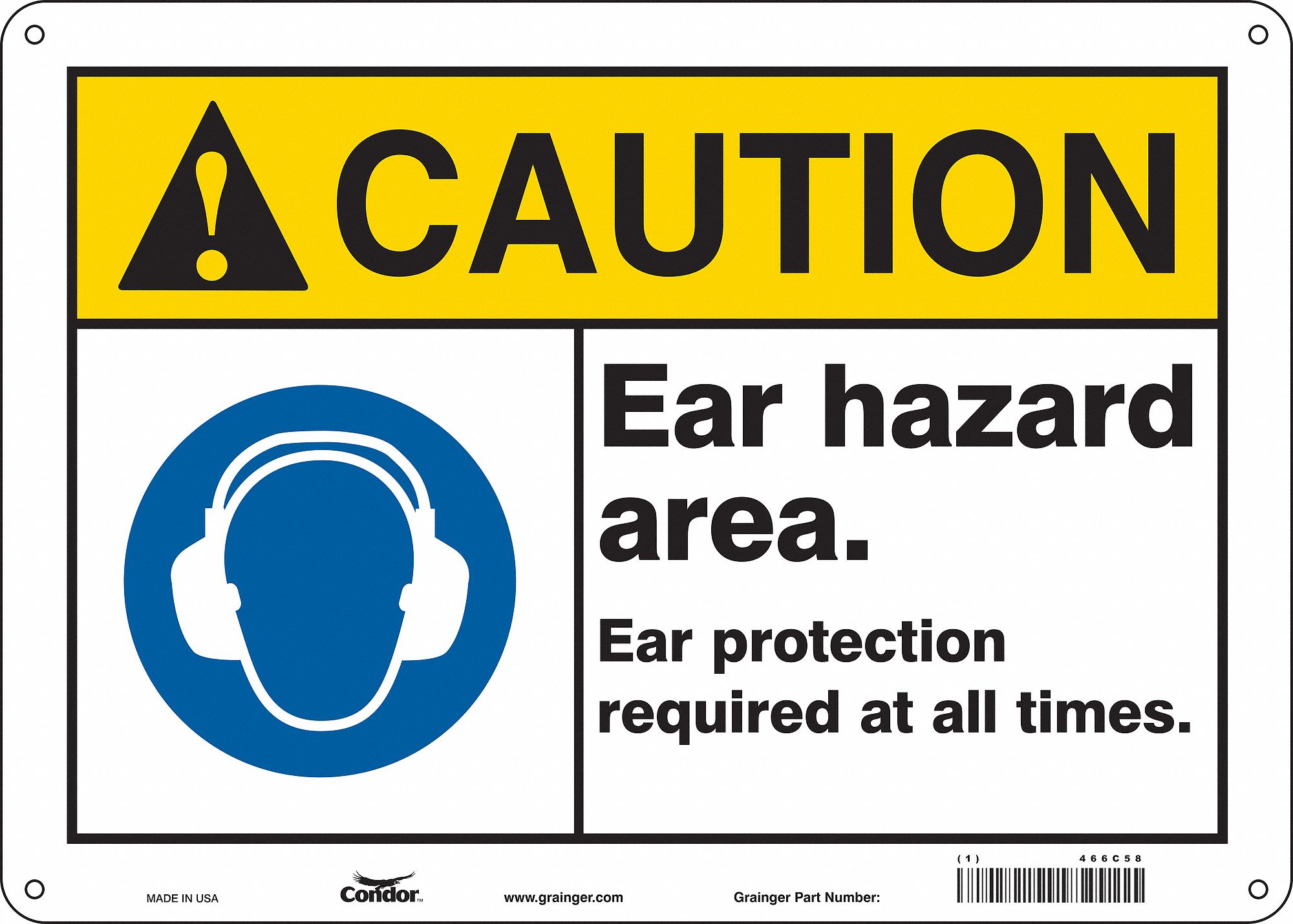 Safety Sign: Aluminum, Mounting Holes Sign Mounting, 10 in x 14 in Nominal Sign Size, 0.032 in Thick