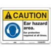 Caution: Ear Hazard Area. Ear Protection Required At All Times. Signs