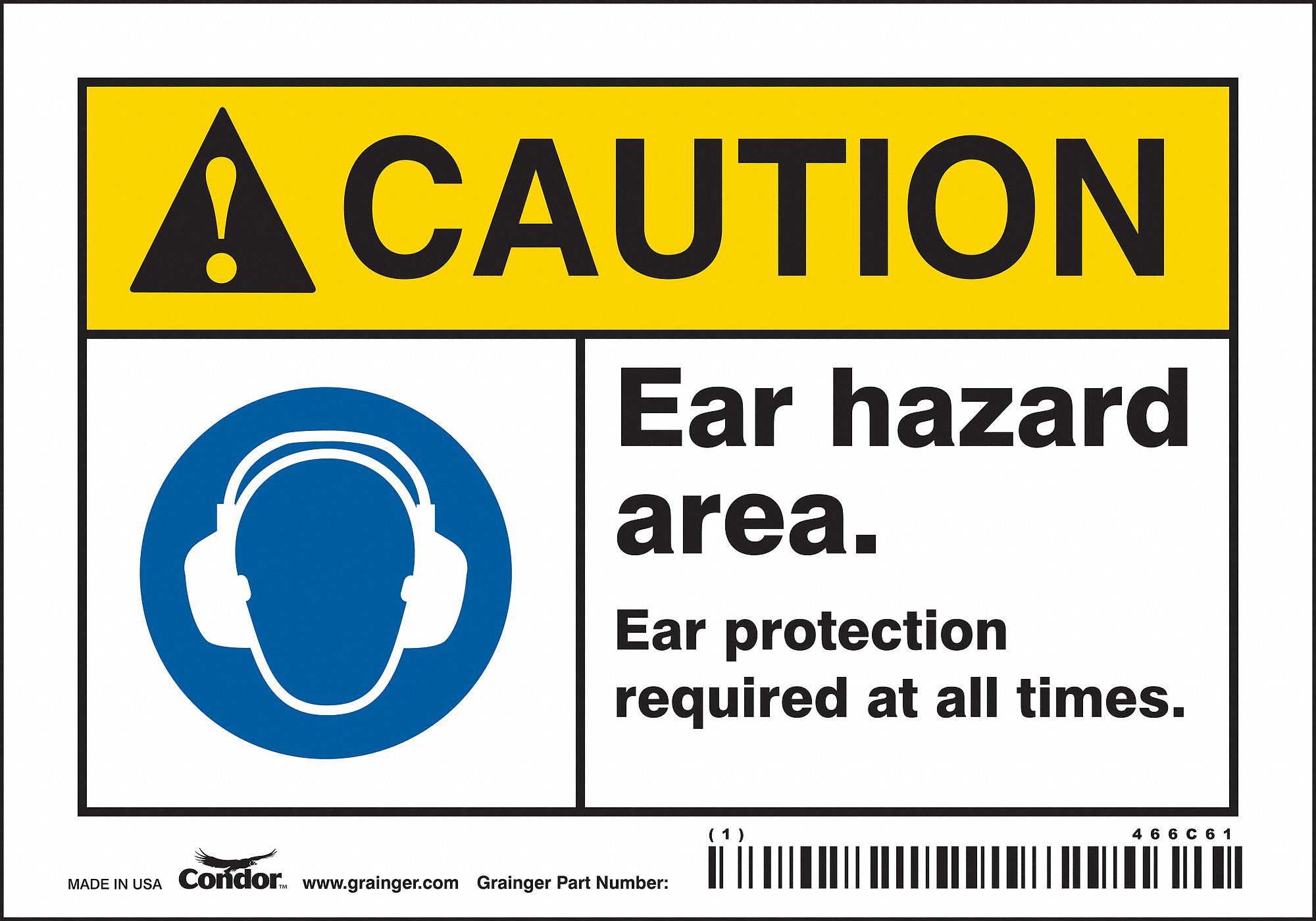 Safety Sign: Vinyl, Adhesive Sign Mounting, 3 1/2 in x 5 in Nominal Sign Size, Not Retroreflective