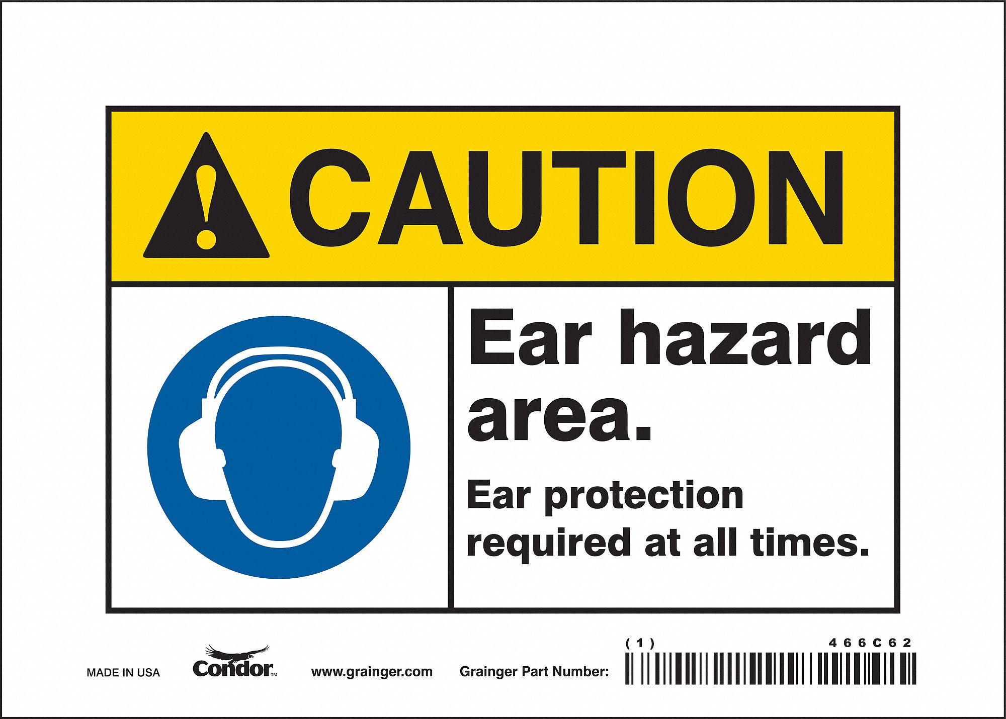 Safety Sign: Vinyl, Adhesive Sign Mounting, 5 in x 7 in Nominal Sign Size, Not Retroreflective, Wall