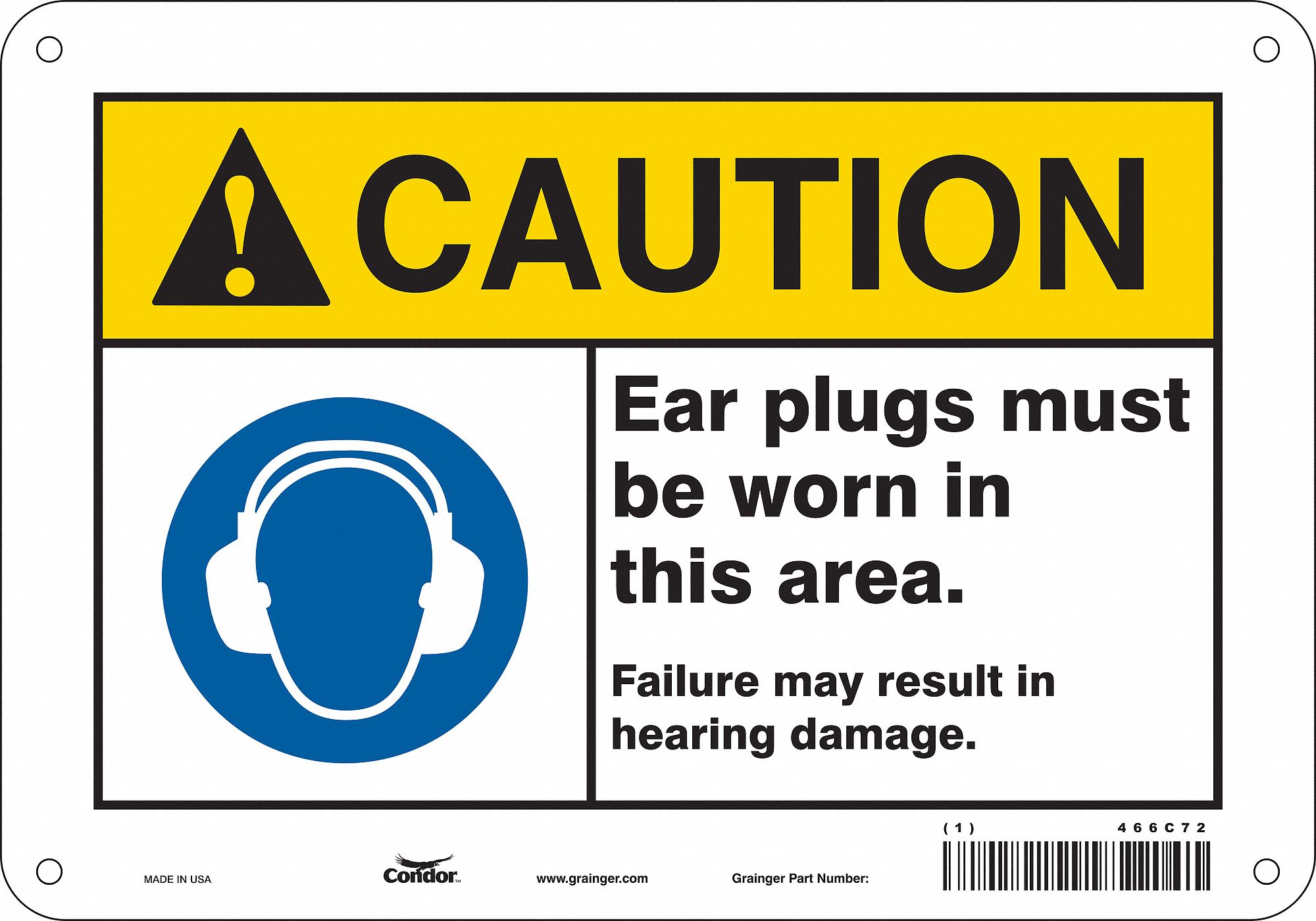 Safety Sign: Aluminum, Mounting Holes Sign Mounting, 7 in x 10 in Nominal Sign Size, 0.032 in Thick
