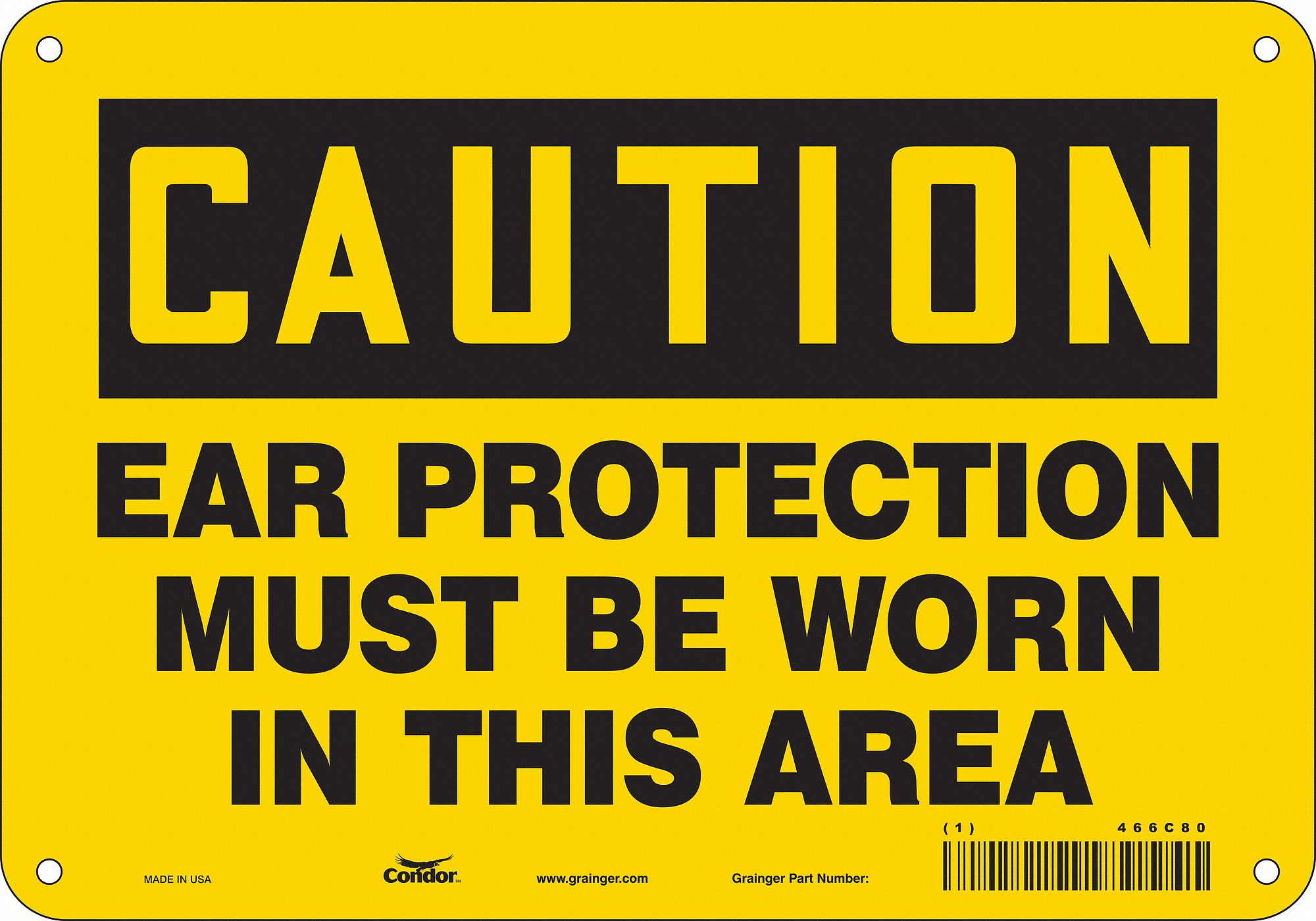 Safety Sign: Polyethylene, Mounting Holes Sign Mounting, 7 in x 10 in Nominal Sign Size, Caution