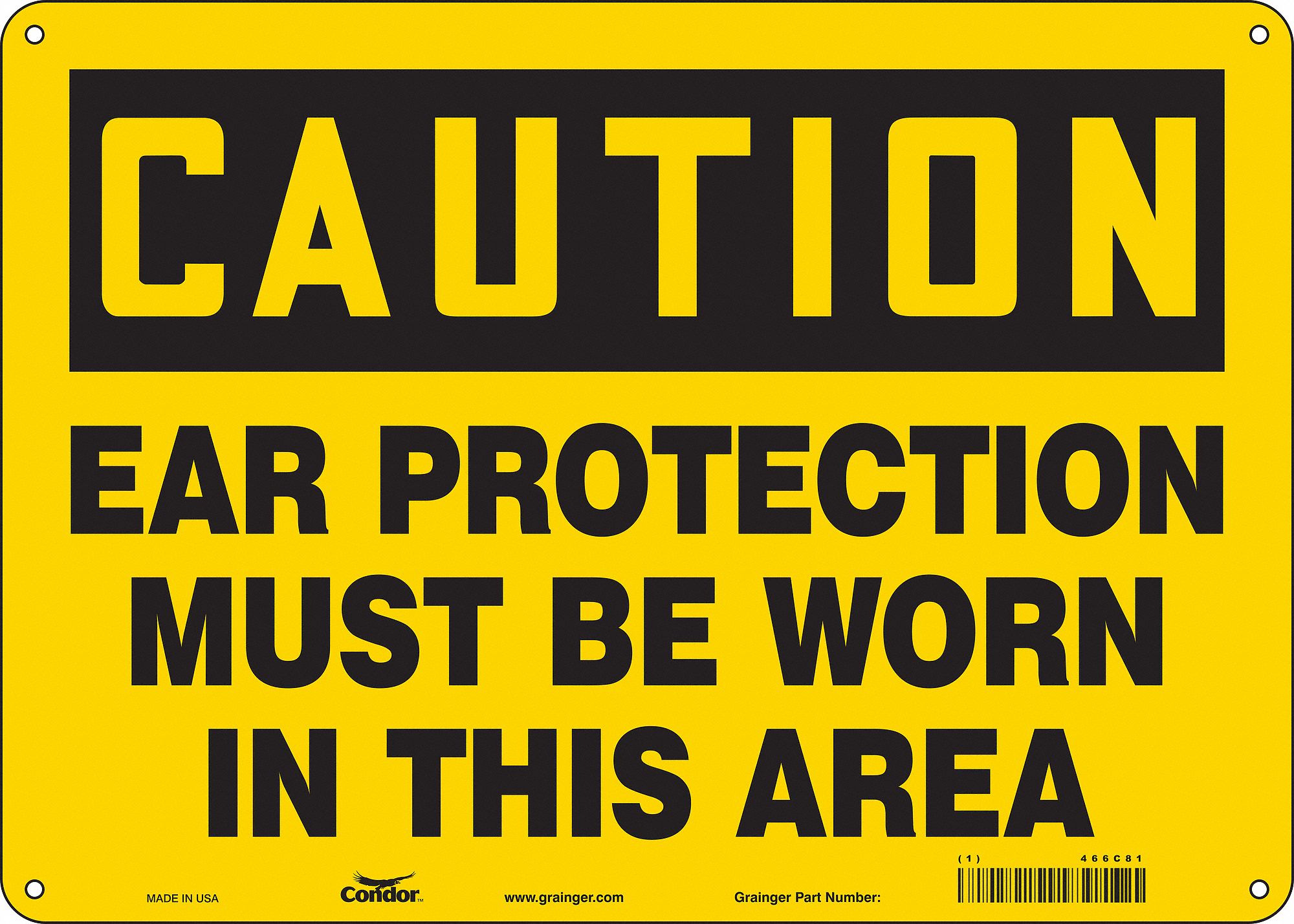 Safety Sign: Polyethylene, Mounting Holes Sign Mounting, 10 in x 14 in Nominal Sign Size, Caution
