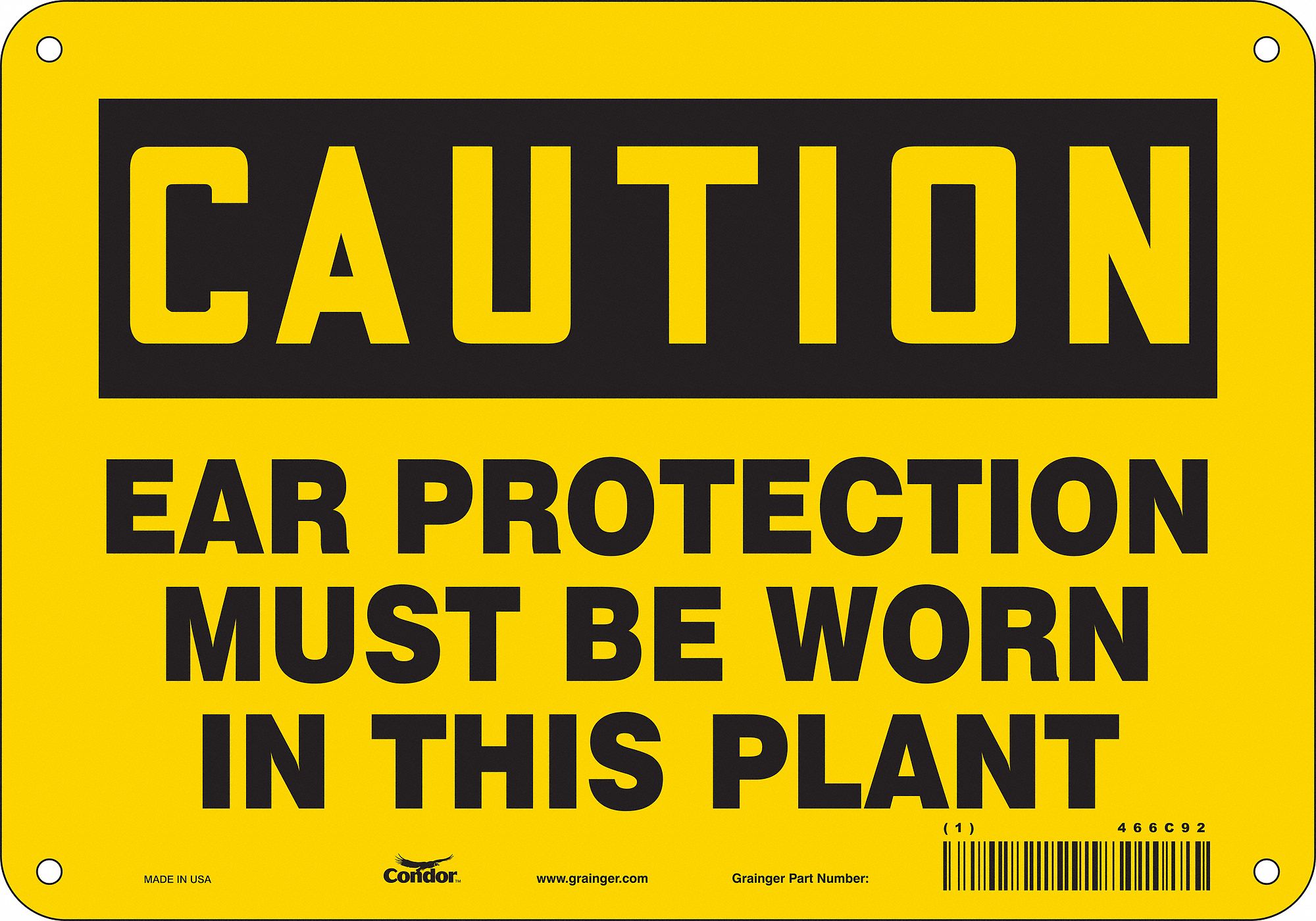 Safety Sign: Aluminum, Mounting Holes Sign Mounting, 7 in x 10 in Nominal Sign Size, 0.032 in Thick