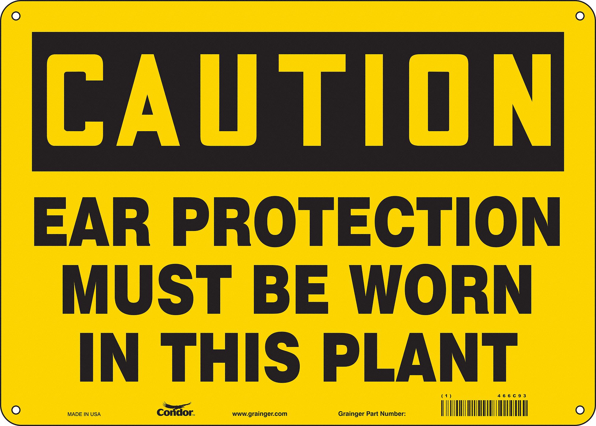 Safety Sign: Aluminum, Mounting Holes Sign Mounting, 10 in x 14 in Nominal Sign Size, 0.032 in Thick