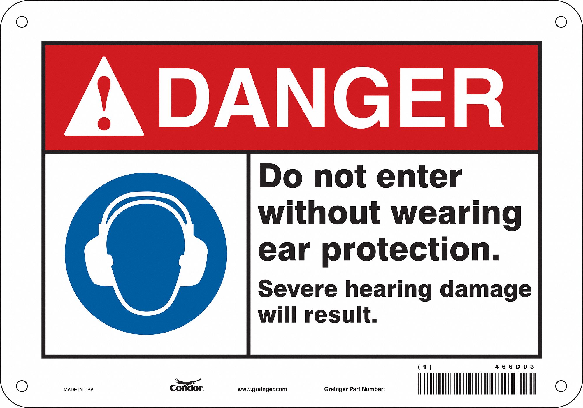 Safety Sign: Polyethylene, Mounting Holes Sign Mounting, 7 in x 10 in Nominal Sign Size, Danger