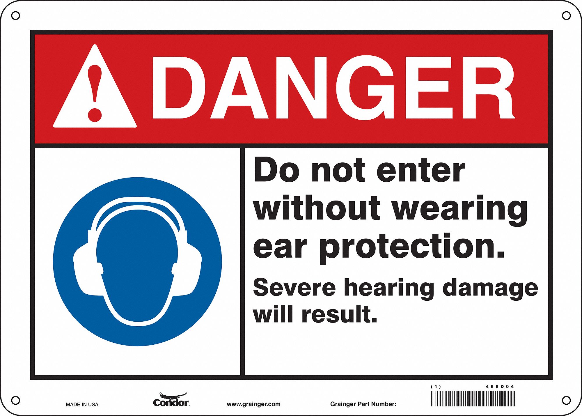 Safety Sign: Polyethylene, Mounting Holes Sign Mounting, 10 in x 14 in Nominal Sign Size, Danger