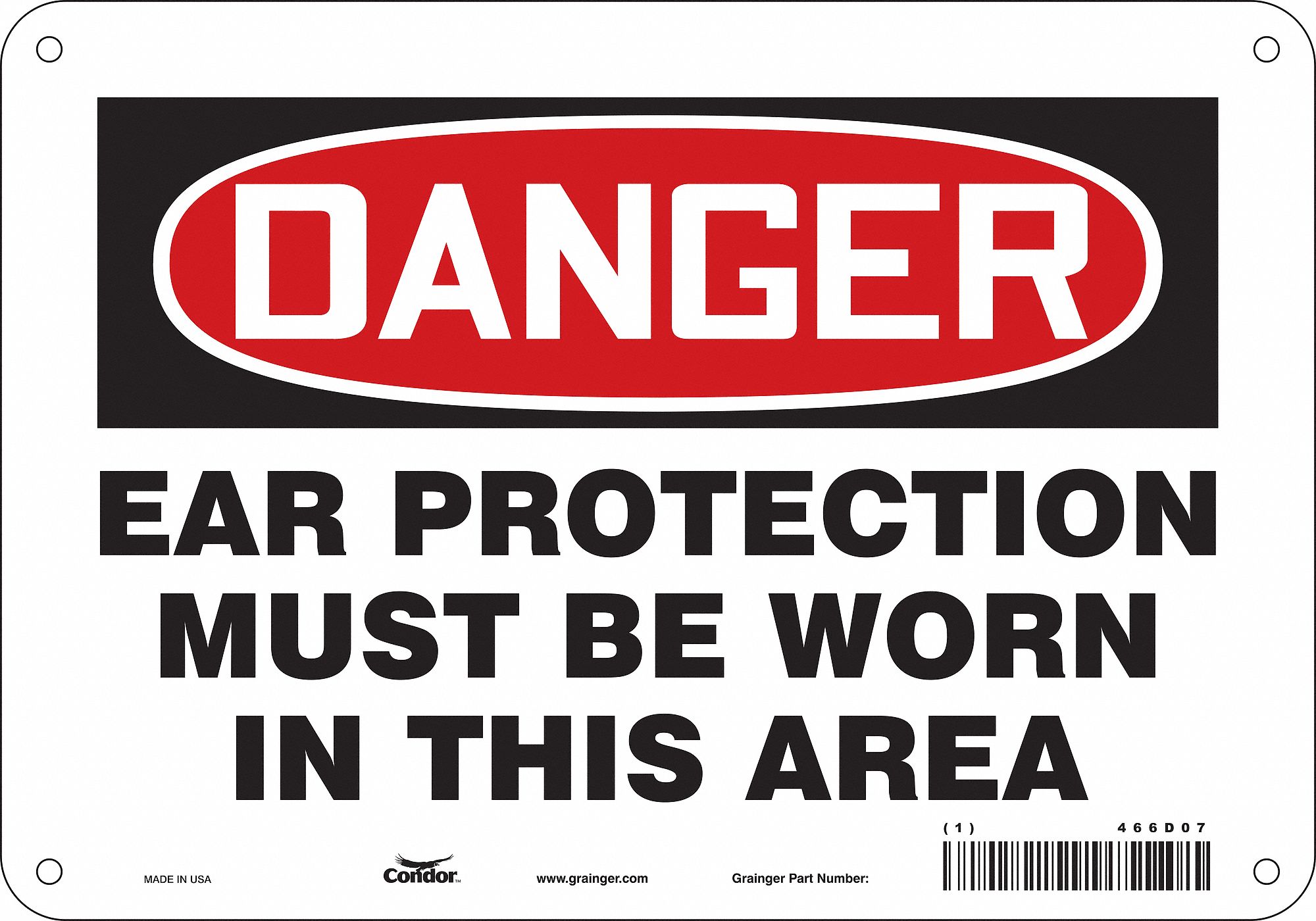 Safety Sign: Aluminum, Mounting Holes Sign Mounting, 7 in x 10 in Nominal Sign Size, 0.032 in Thick