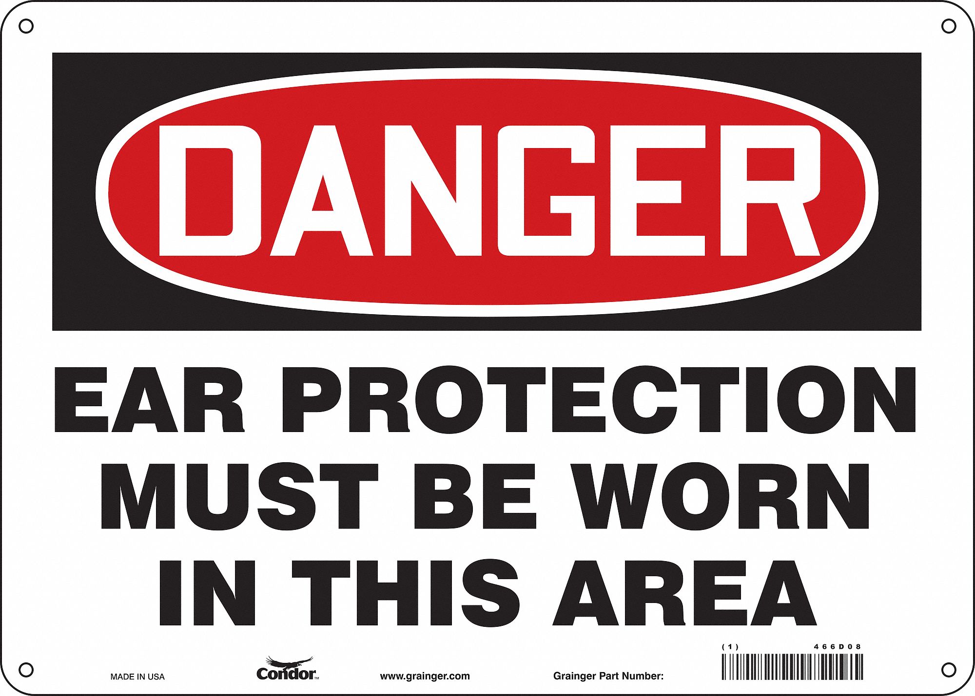 Safety Sign: Aluminum, Mounting Holes Sign Mounting, 10 in x 14 in Nominal Sign Size, 0.032 in Thick