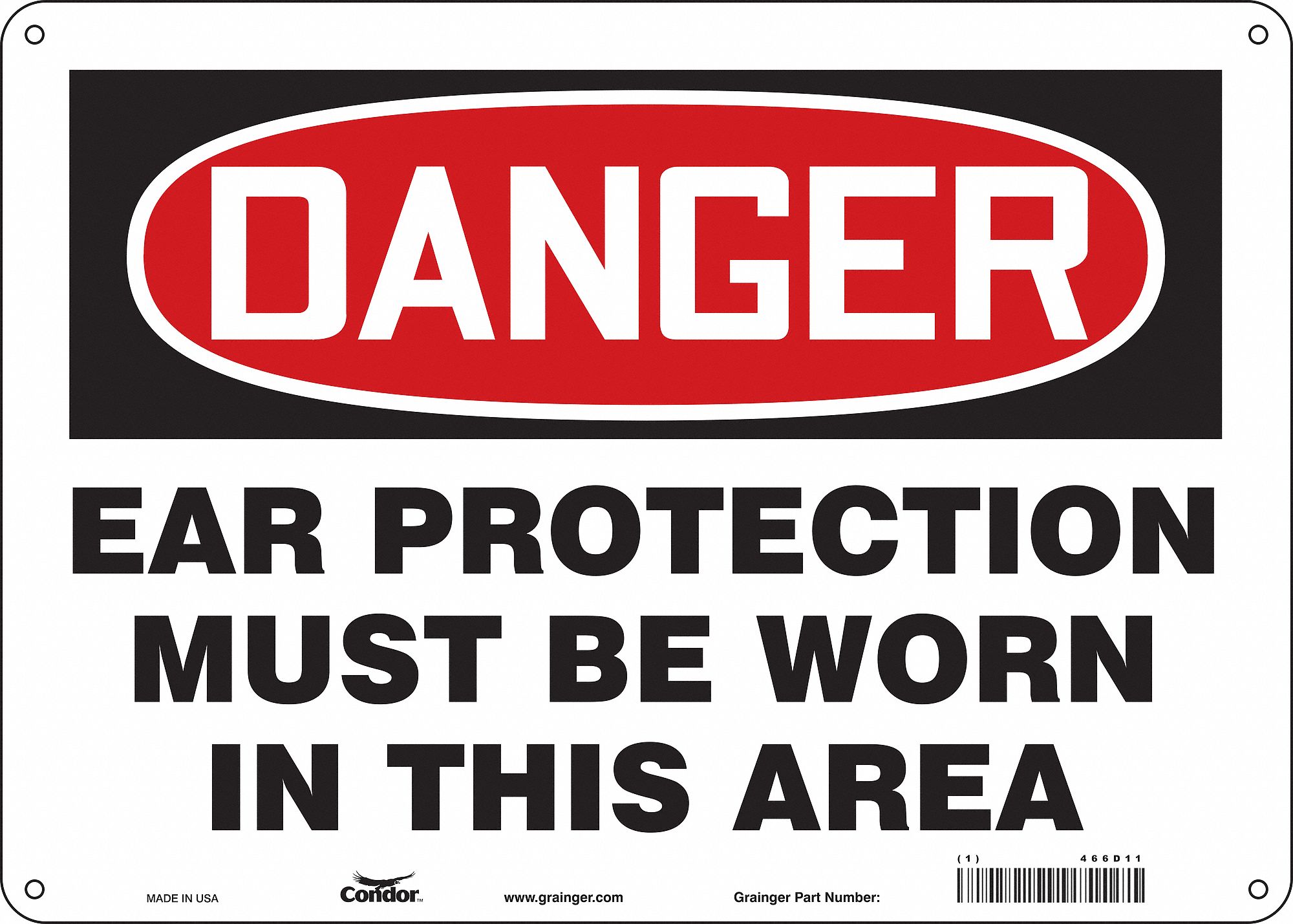 Safety Sign: Polyethylene, Mounting Holes Sign Mounting, 10 in x 14 in Nominal Sign Size, Danger