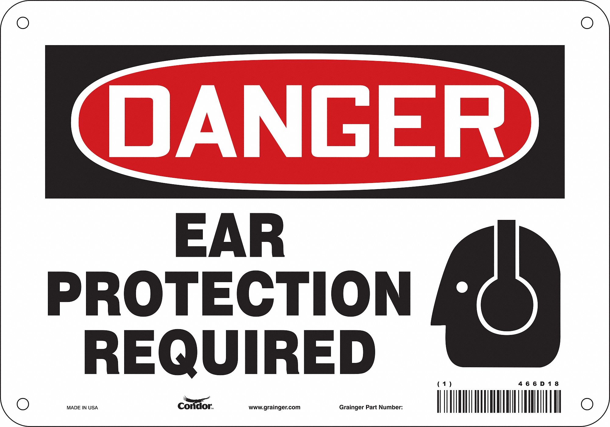 Safety Sign: Aluminum, Mounting Holes Sign Mounting, 7 in x 10 in Nominal Sign Size, 0.032 in Thick
