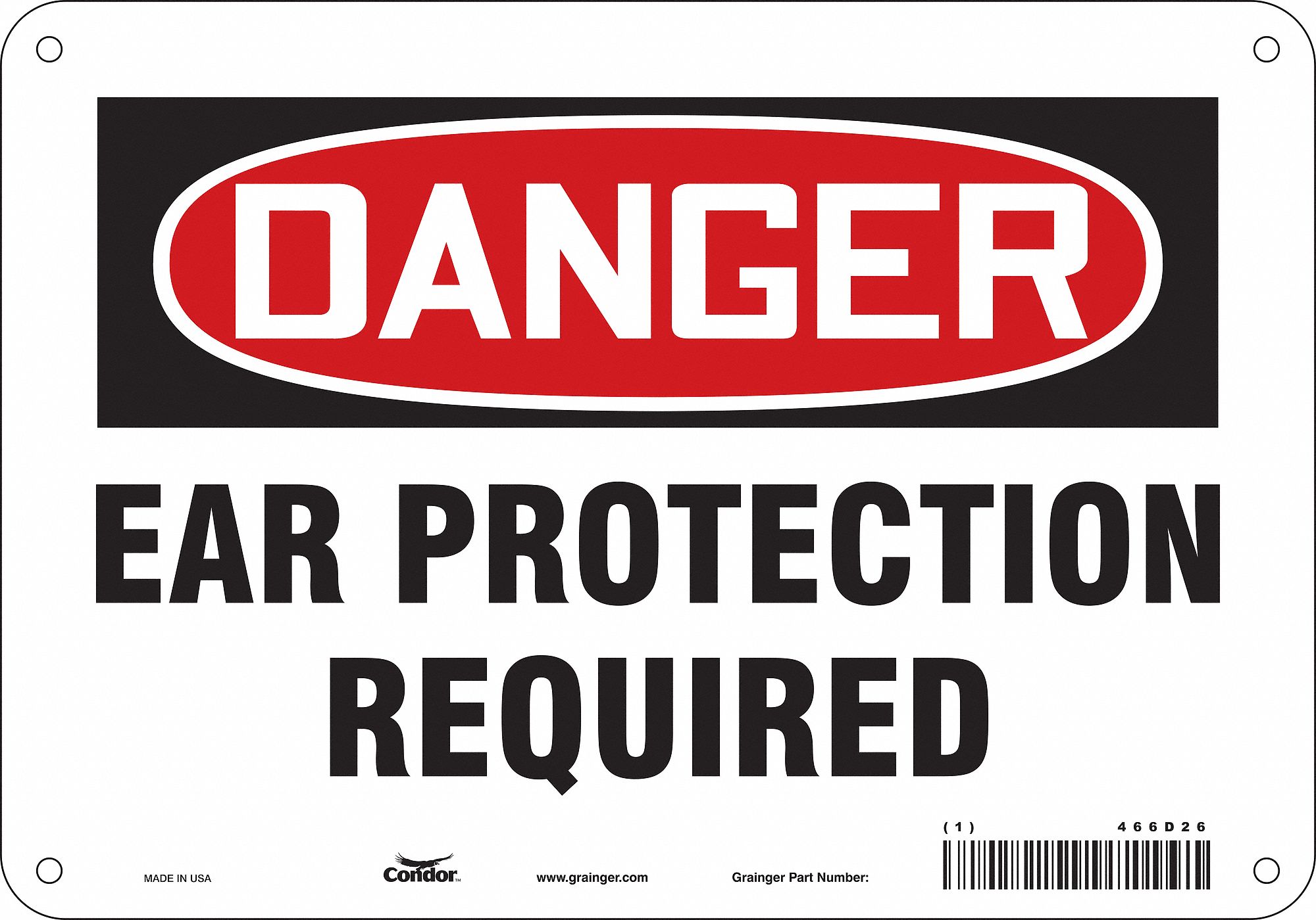 Safety Sign: Polyethylene, Mounting Holes Sign Mounting, 7 in x 10 in Nominal Sign Size, Danger