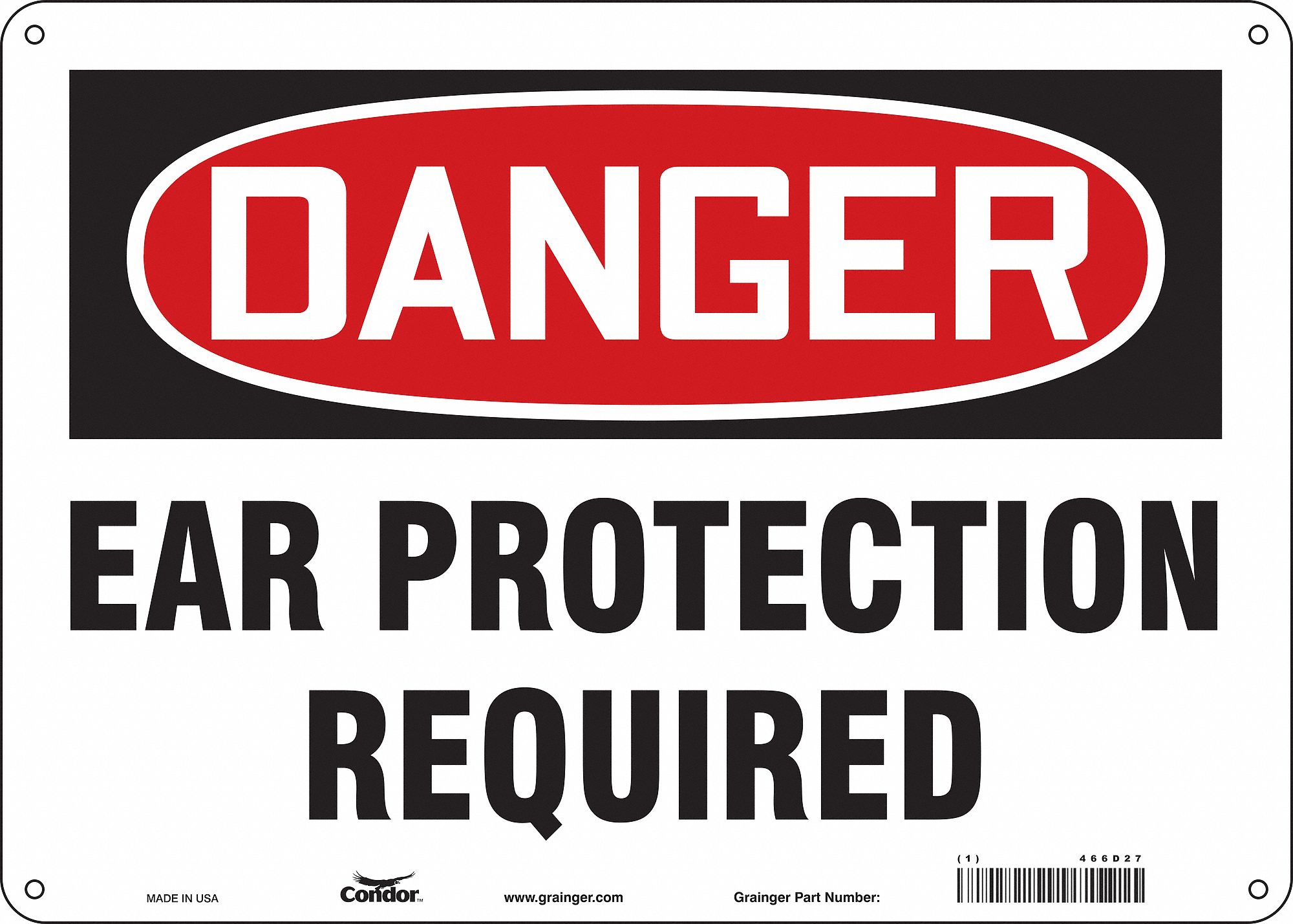 Safety Sign: Polyethylene, Mounting Holes Sign Mounting, 10 in x 14 in Nominal Sign Size, Danger