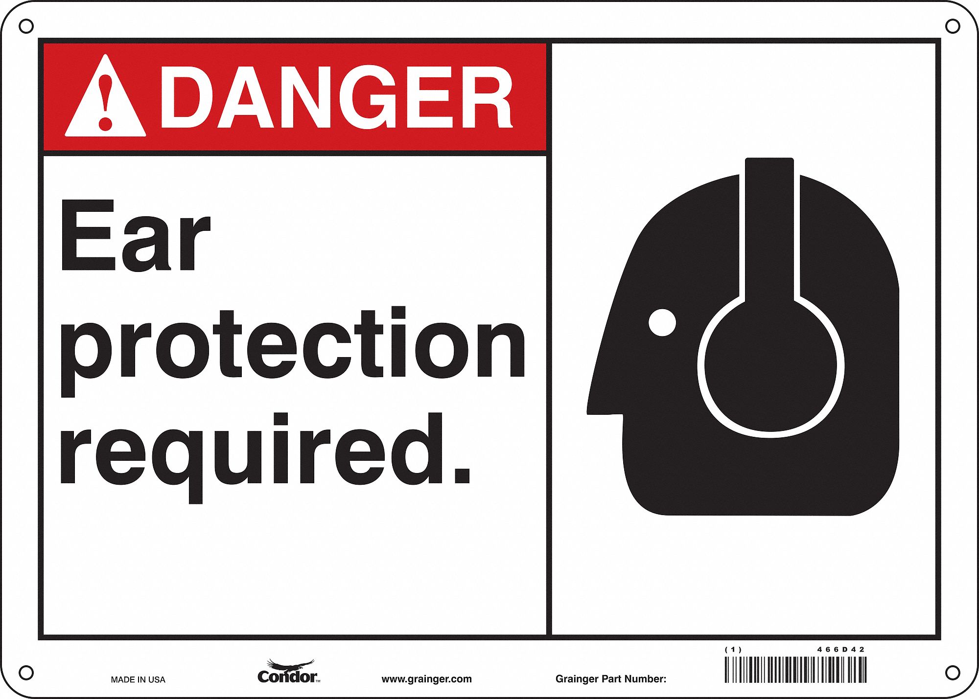 Safety Sign: Aluminum, Mounting Holes Sign Mounting, 10 in x 14 in Nominal Sign Size, 0.032 in Thick