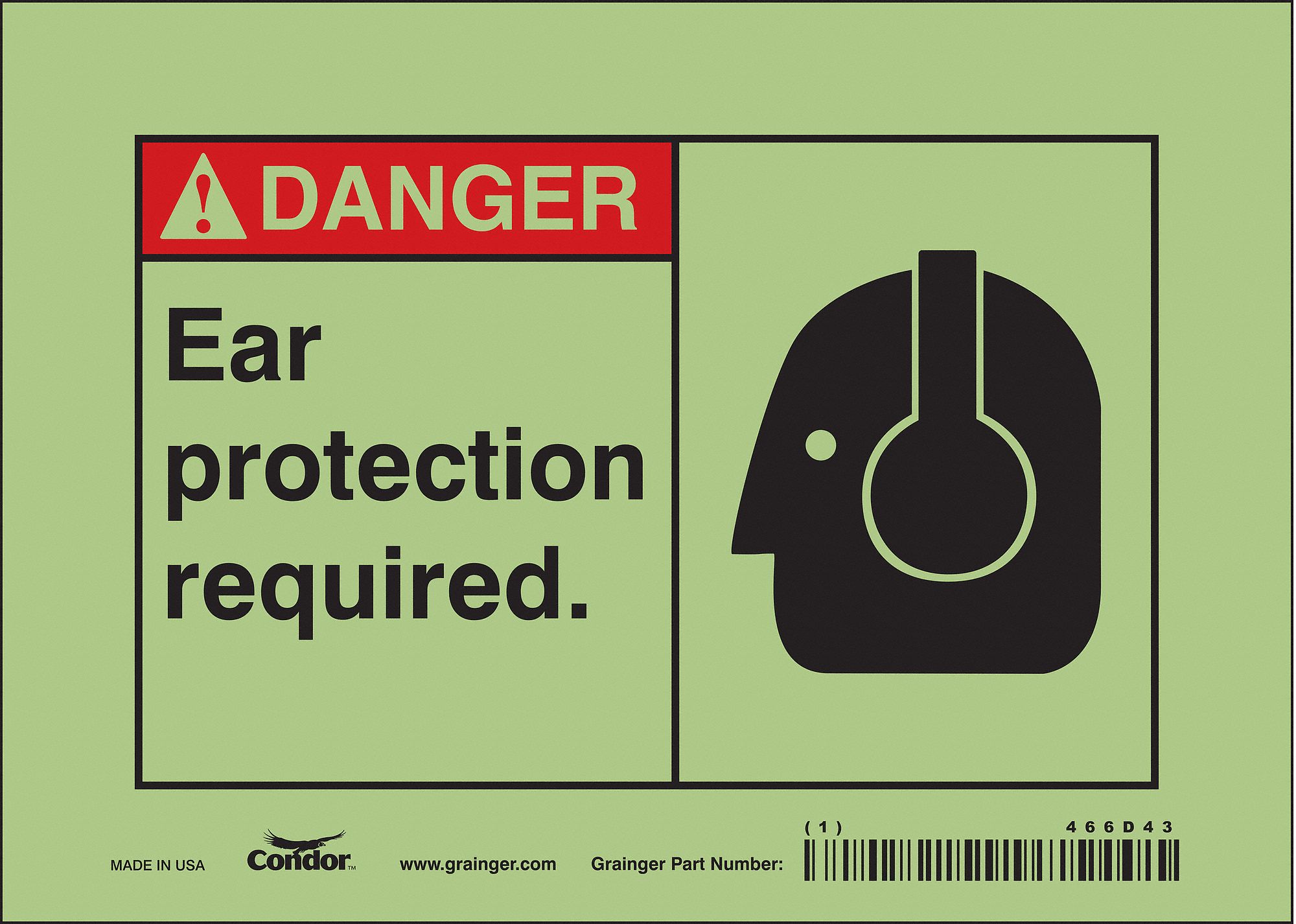Safety Sign: Glow Vinyl, Adhesive Sign Mounting, 5 in x 7 in Nominal Sign Size, Not Retroreflective