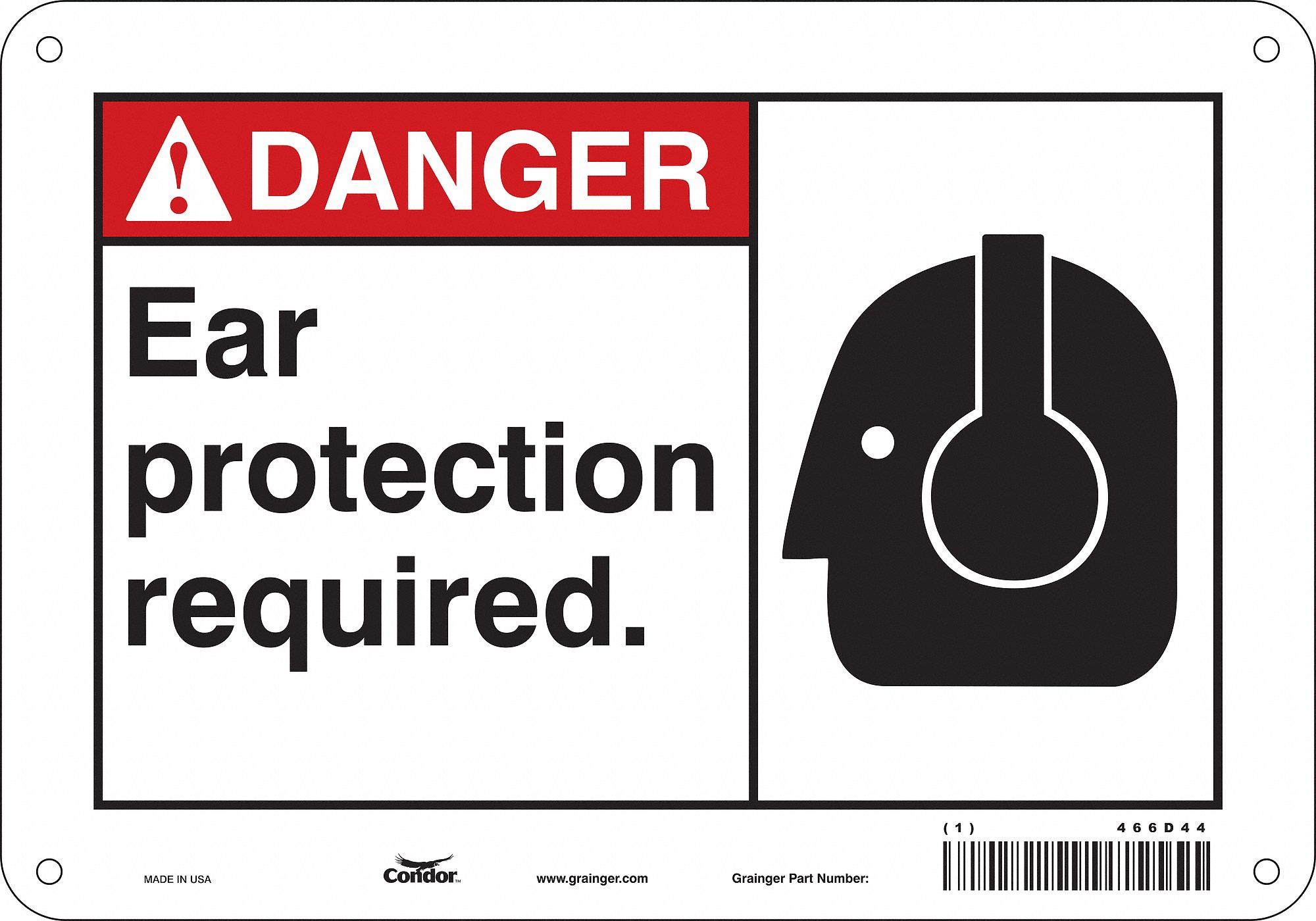 Safety Sign: Polyethylene, Mounting Holes Sign Mounting, 7 in x 10 in Nominal Sign Size, Danger