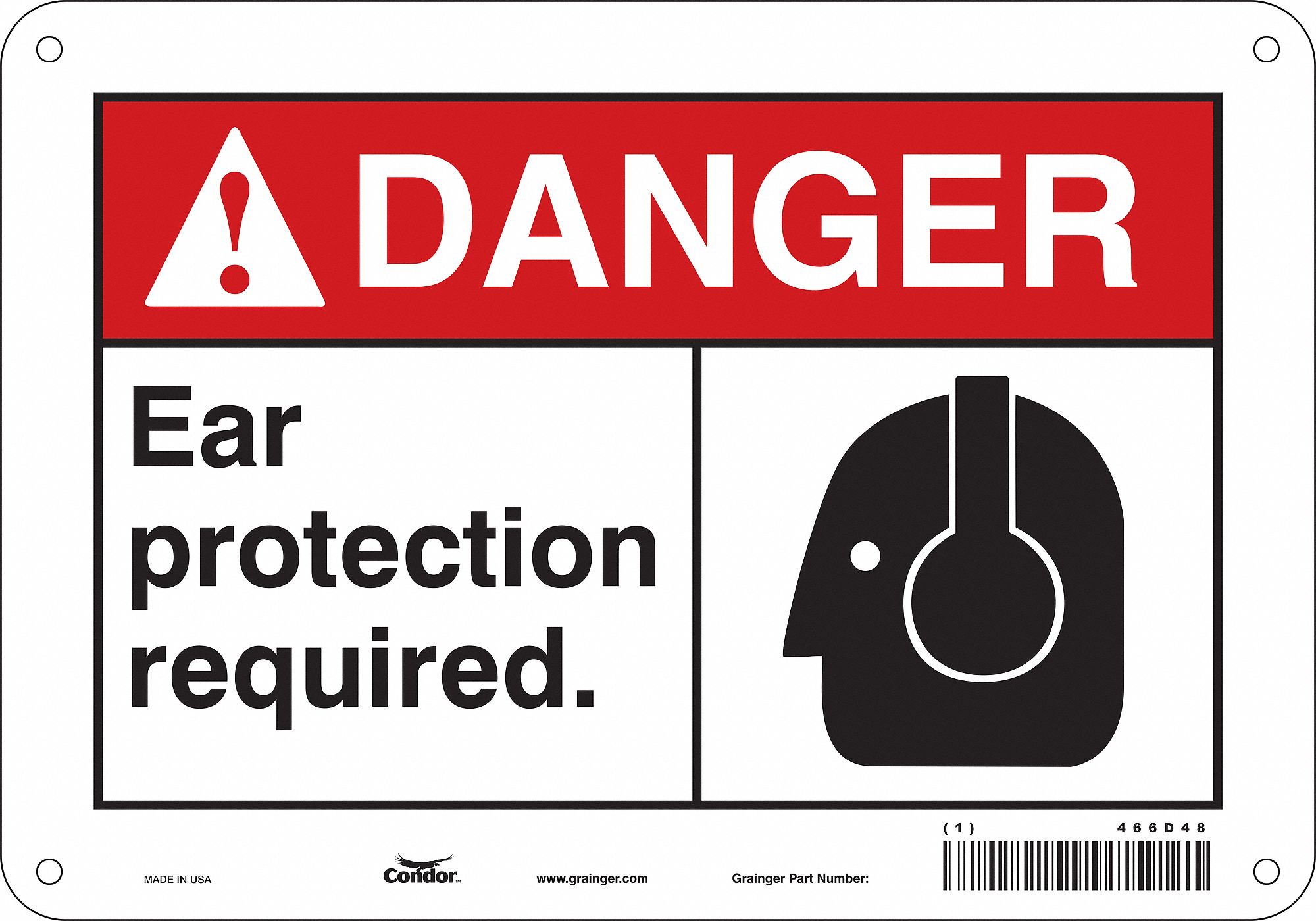 Safety Sign: Aluminum, Mounting Holes Sign Mounting, 7 in x 10 in Nominal Sign Size, 0.032 in Thick