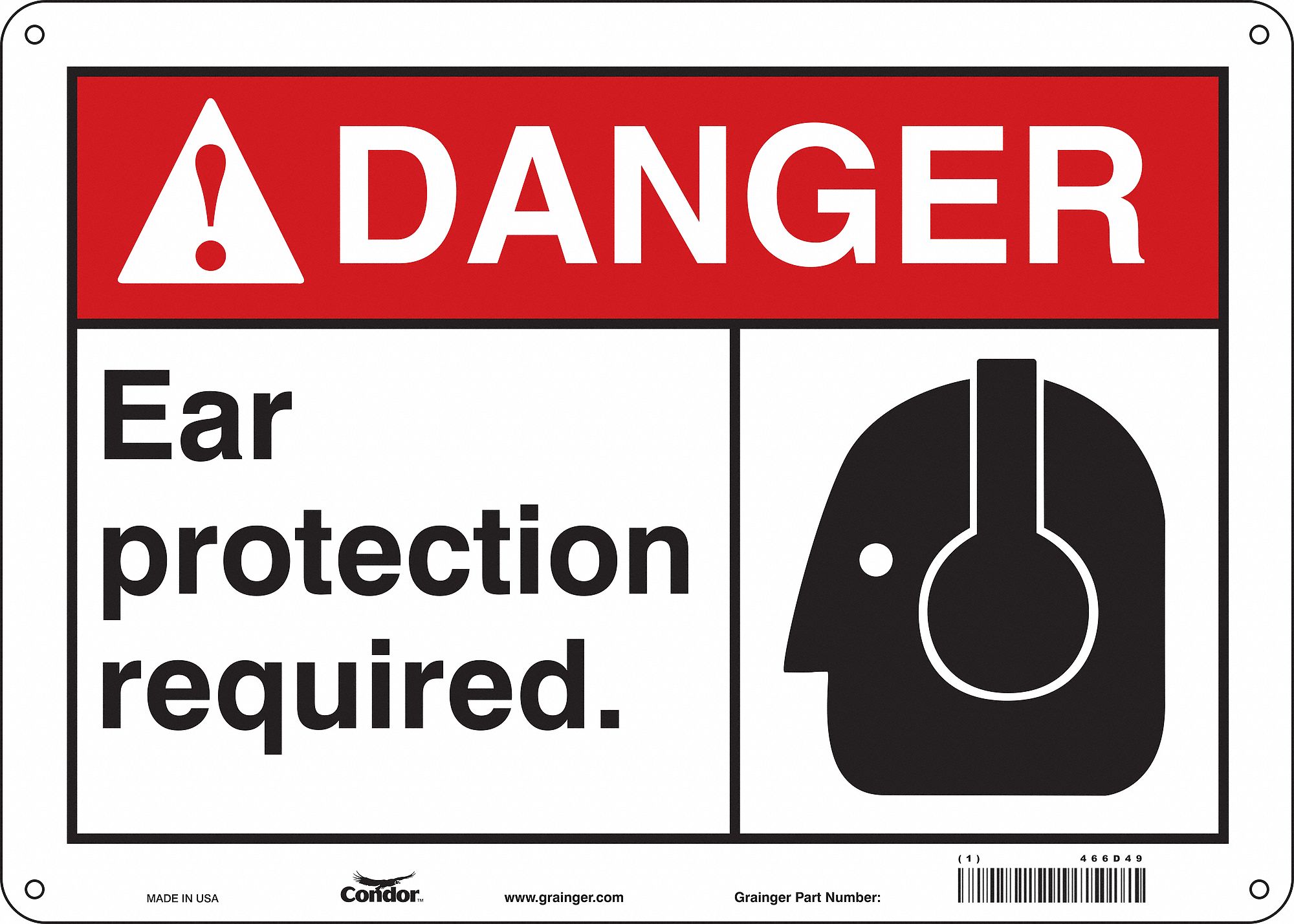 Safety Sign: Aluminum, Mounting Holes Sign Mounting, 10 in x 14 in Nominal Sign Size, 0.032 in Thick