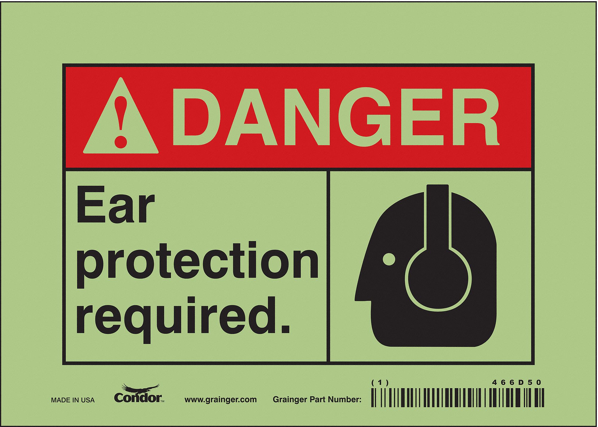 Safety Sign: Glow Vinyl, Adhesive Sign Mounting, 5 in x 7 in Nominal Sign Size, Not Retroreflective