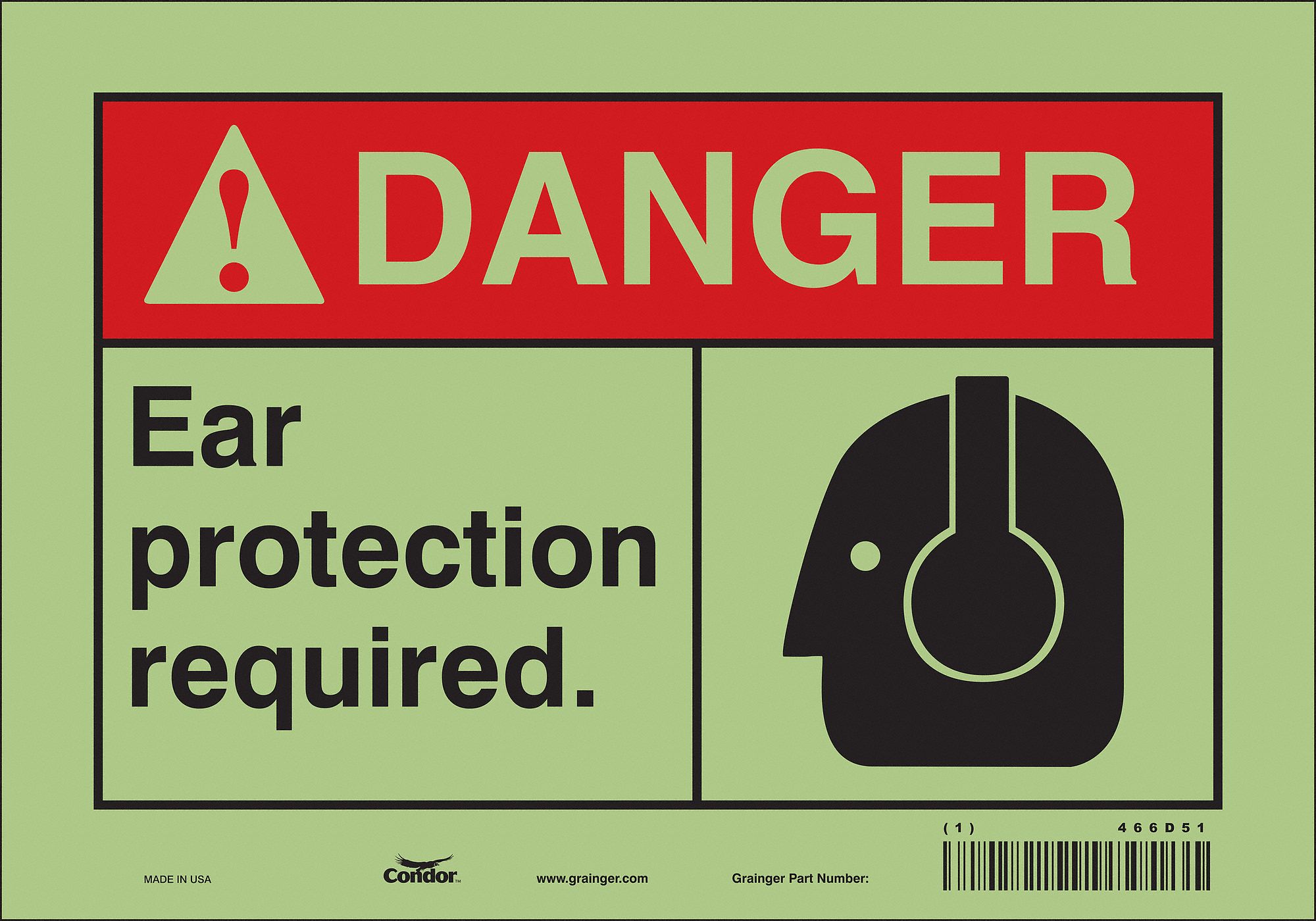 Safety Sign: Glow Vinyl, Adhesive Sign Mounting, 7 in x 10 in Nominal Sign Size, Not Retroreflective