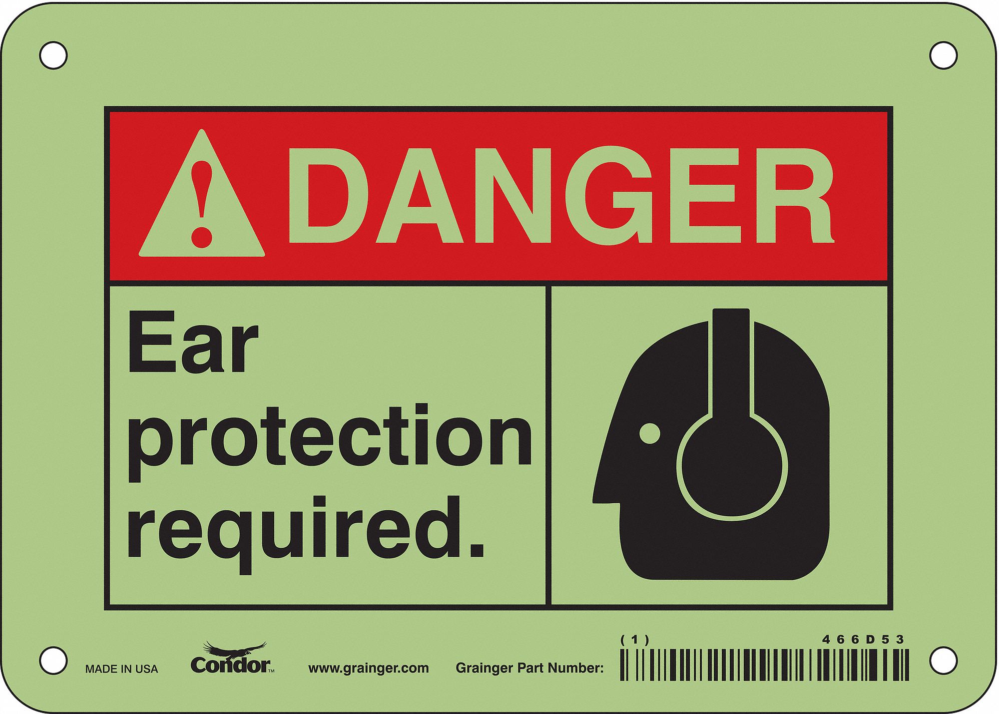 Safety Sign: Polyethylene, Mounting Holes Sign Mounting, 5 in x 7 in Nominal Sign Size