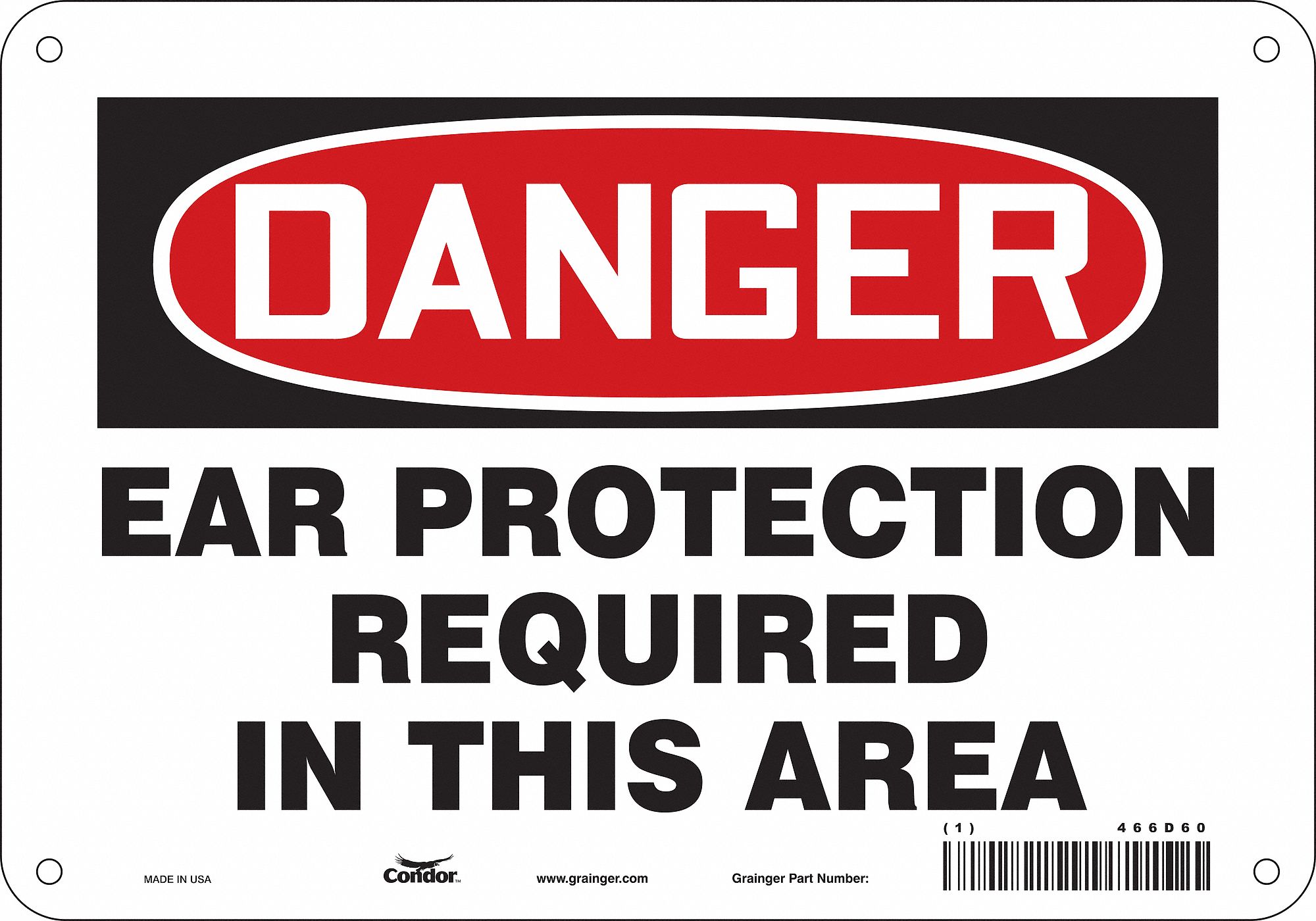 Safety Sign: Aluminum, Mounting Holes Sign Mounting, 7 in x 10 in Nominal Sign Size, 0.032 in Thick
