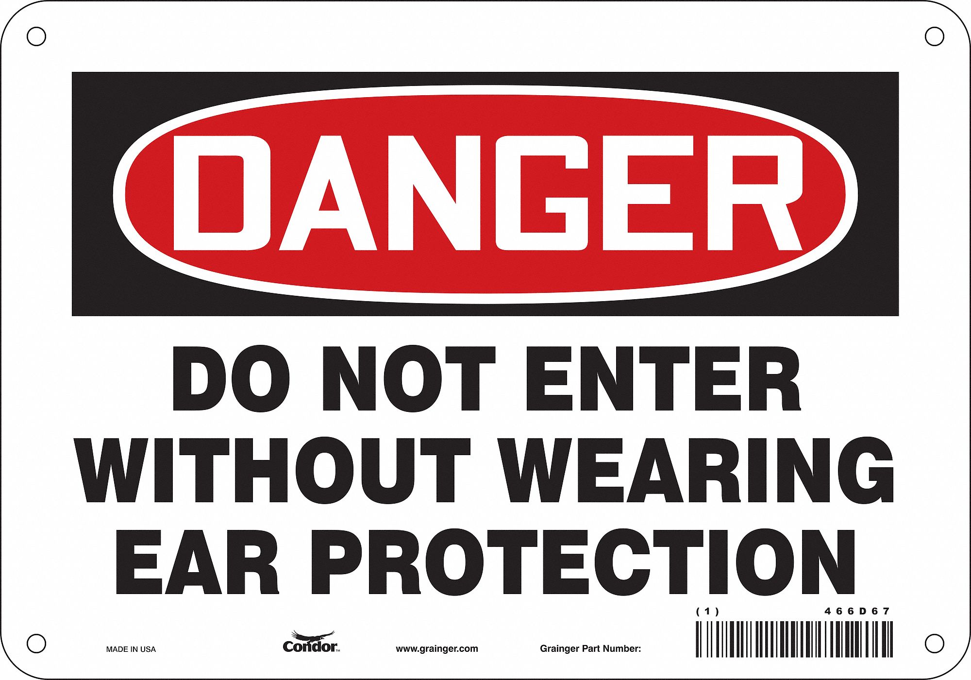 Safety Sign: Aluminum, Mounting Holes Sign Mounting, 7 in x 10 in Nominal Sign Size, 0.032 in Thick