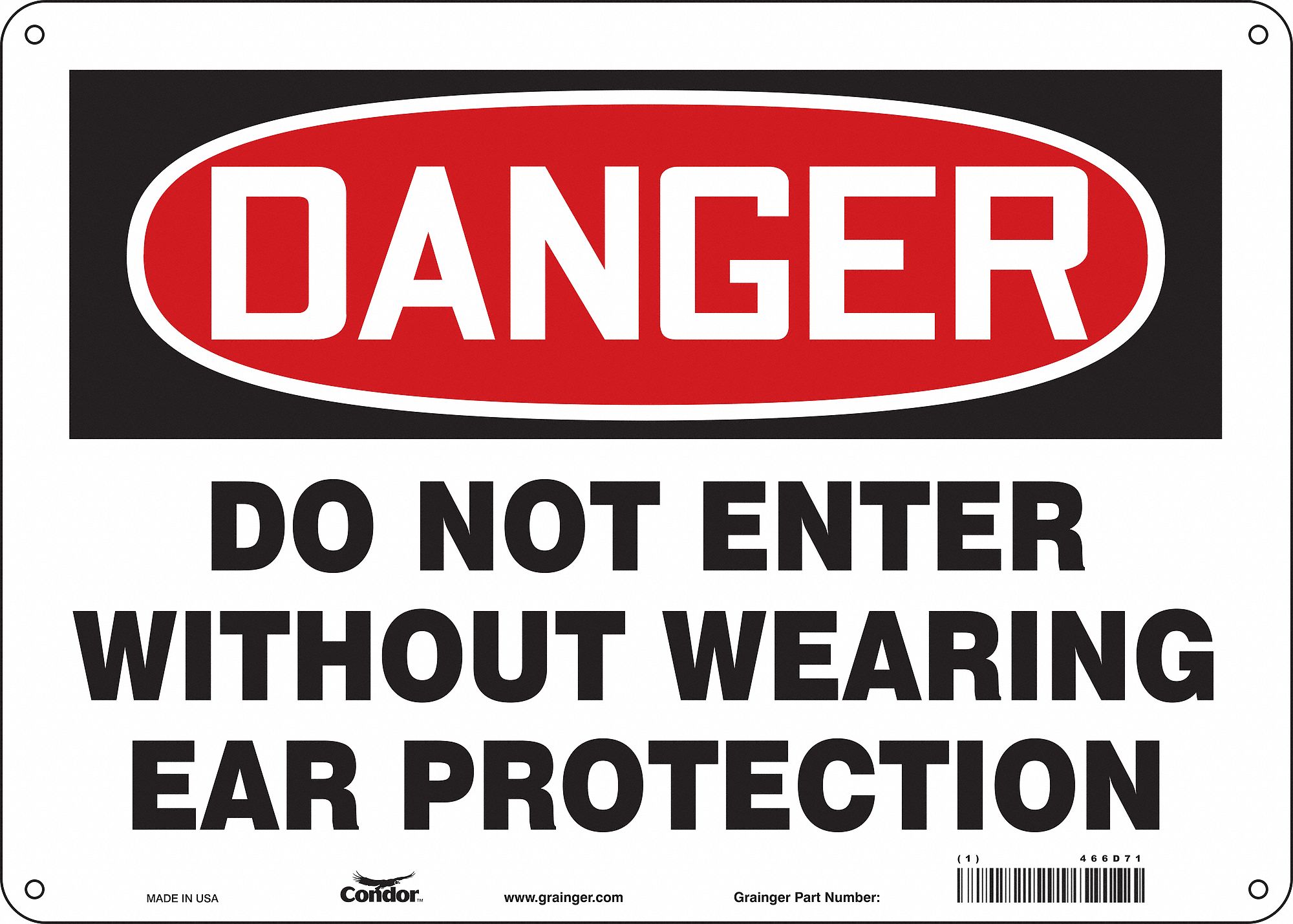 Safety Sign: Polyethylene, Mounting Holes Sign Mounting, 10 in x 14 in Nominal Sign Size, Danger