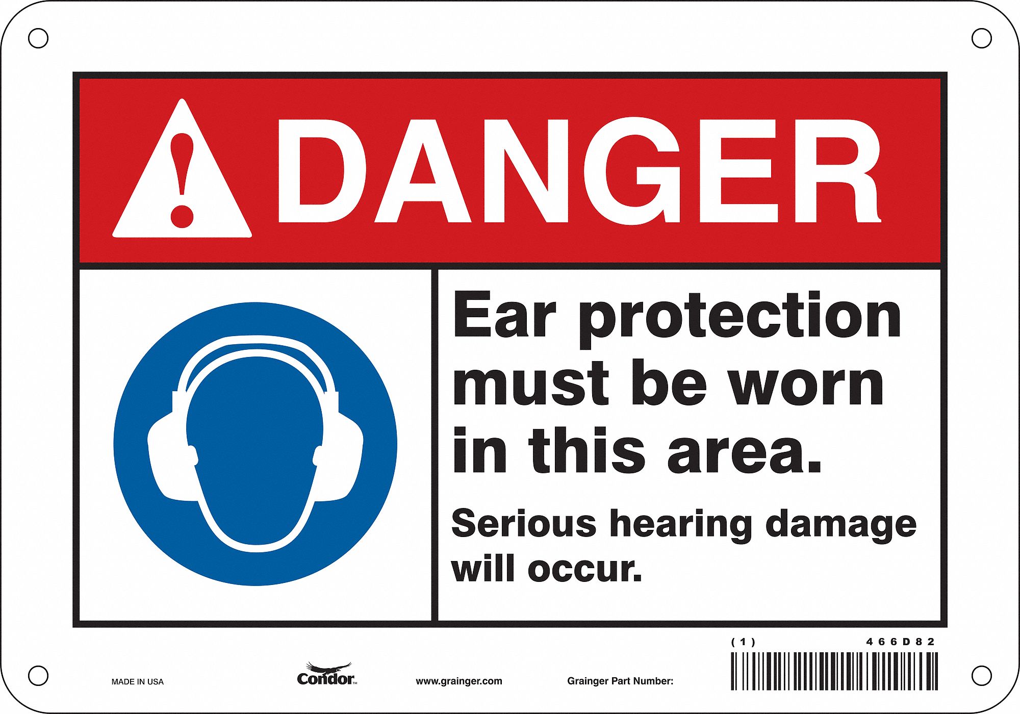 Safety Sign: Aluminum, Mounting Holes Sign Mounting, 7 in x 10 in Nominal Sign Size, 0.032 in Thick