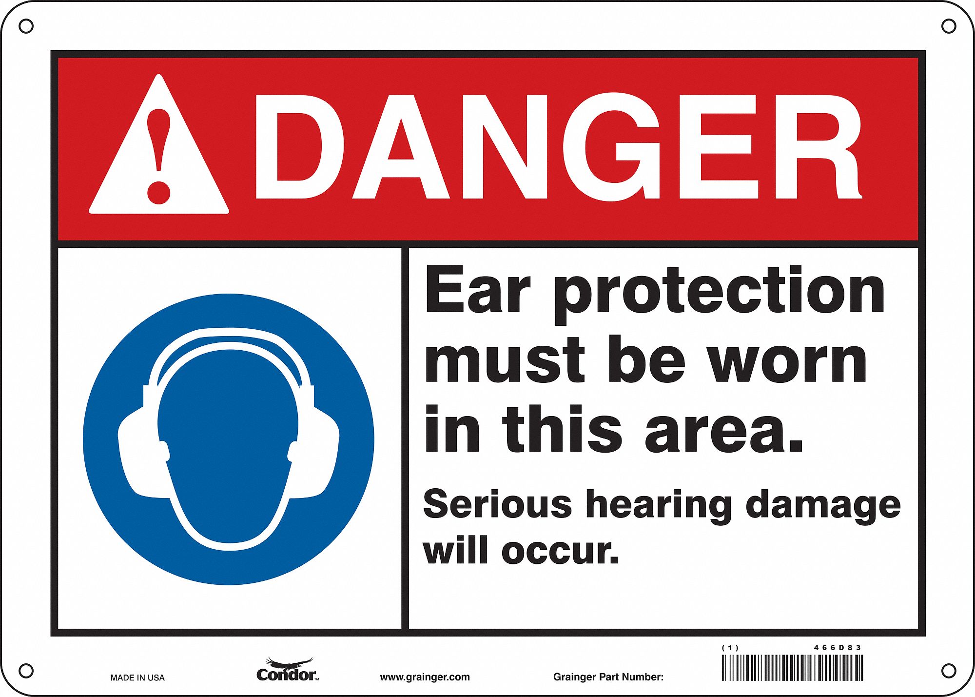 Safety Sign: Aluminum, Mounting Holes Sign Mounting, 10 in x 14 in Nominal Sign Size, 0.032 in Thick