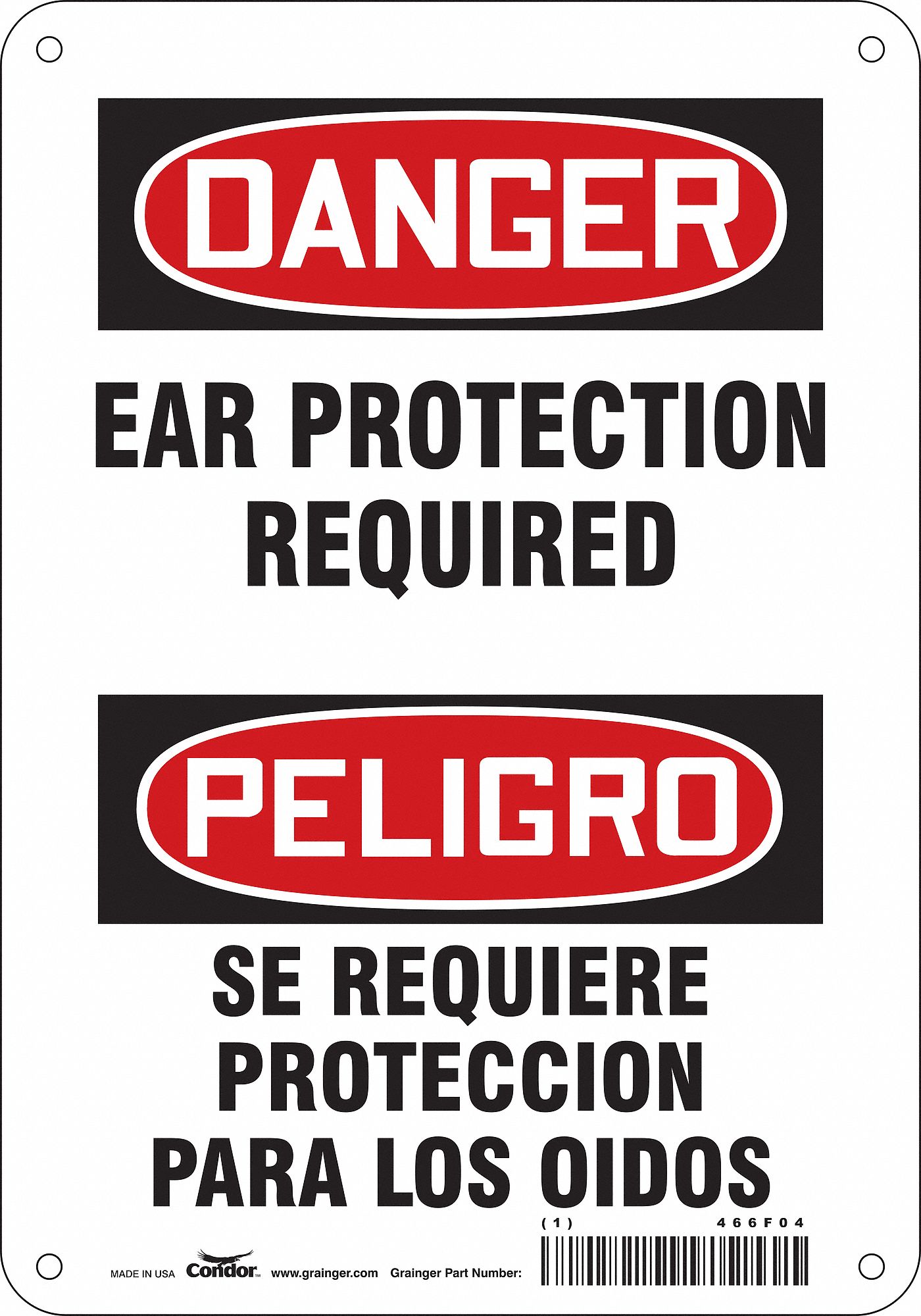 Safety Sign: Polyethylene, Mounting Holes Sign Mounting, 10 in x 7 in Nominal Sign Size, Wall