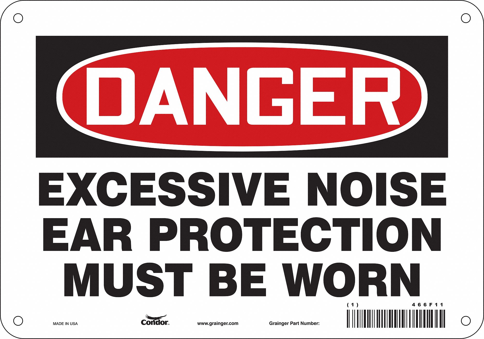 Safety Sign: Polyethylene, Mounting Holes Sign Mounting, 7 in x 10 in Nominal Sign Size, Danger