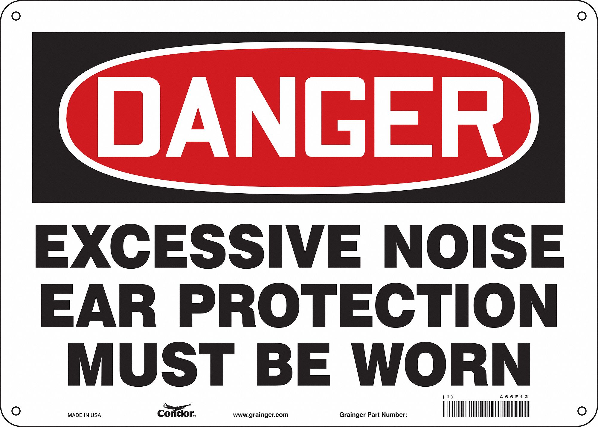 Safety Sign: Polyethylene, Mounting Holes Sign Mounting, 10 in x 14 in Nominal Sign Size, Danger