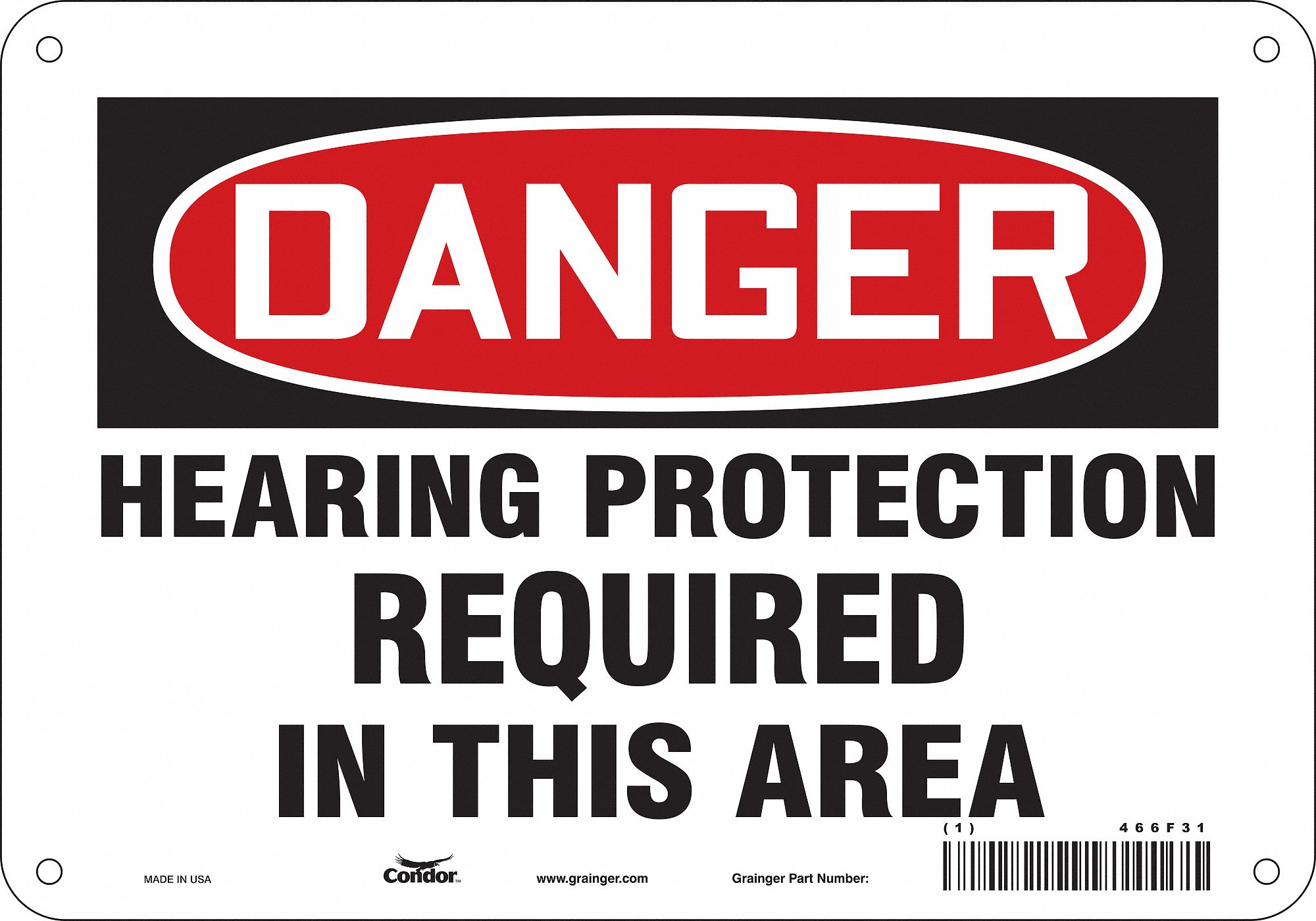 Safety Sign: Polyethylene, Mounting Holes Sign Mounting, 7 in x 10 in Nominal Sign Size, Danger