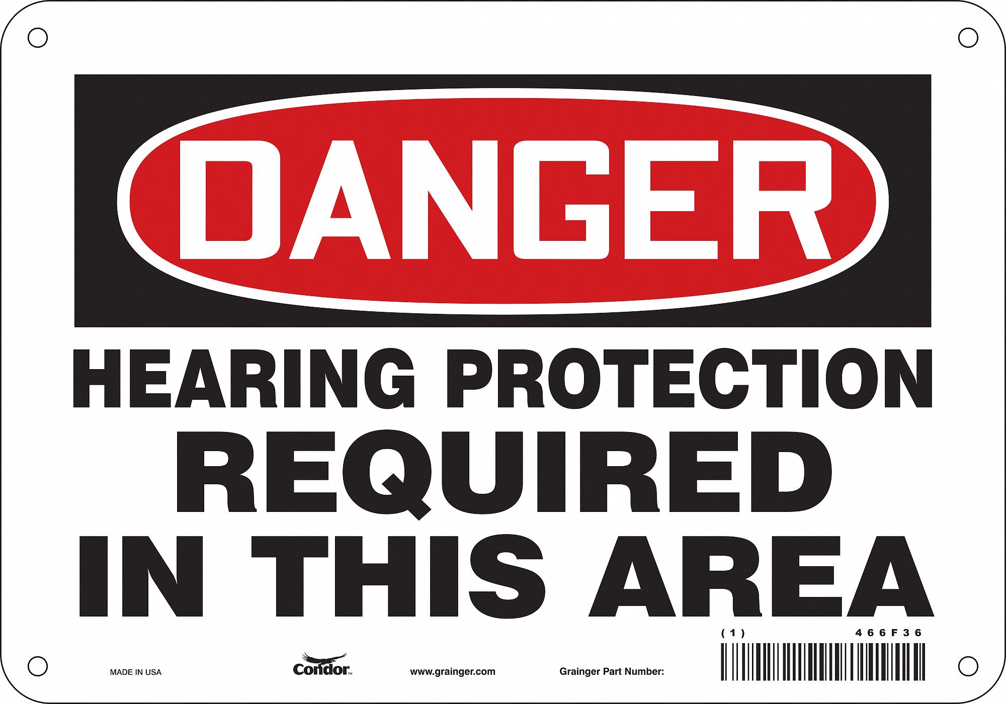 Safety Sign: Aluminum, Mounting Holes Sign Mounting, 7 in x 10 in Nominal Sign Size, 0.032 in Thick
