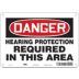Danger: Hearing Protection Required In This Area Signs